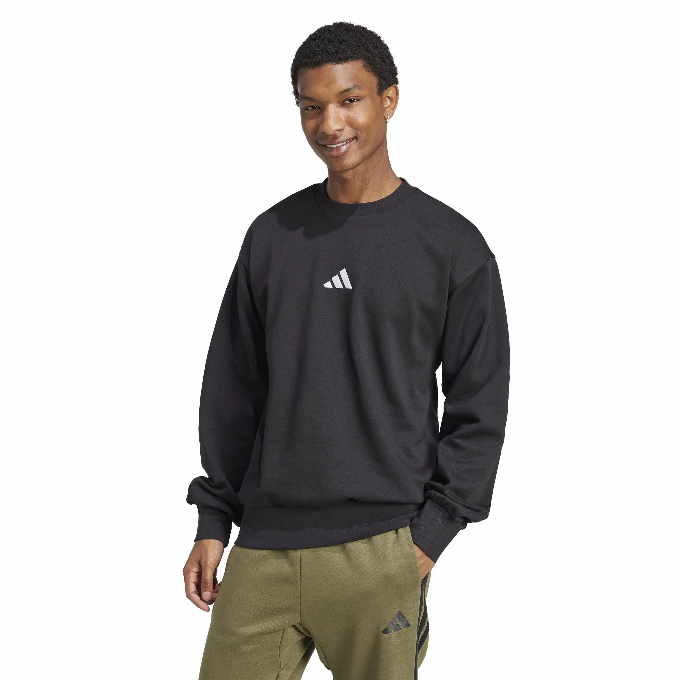 adidas Mężczyźni ESSENTIALS FEELCOZY FLEECE SWEATSHIRT black white L