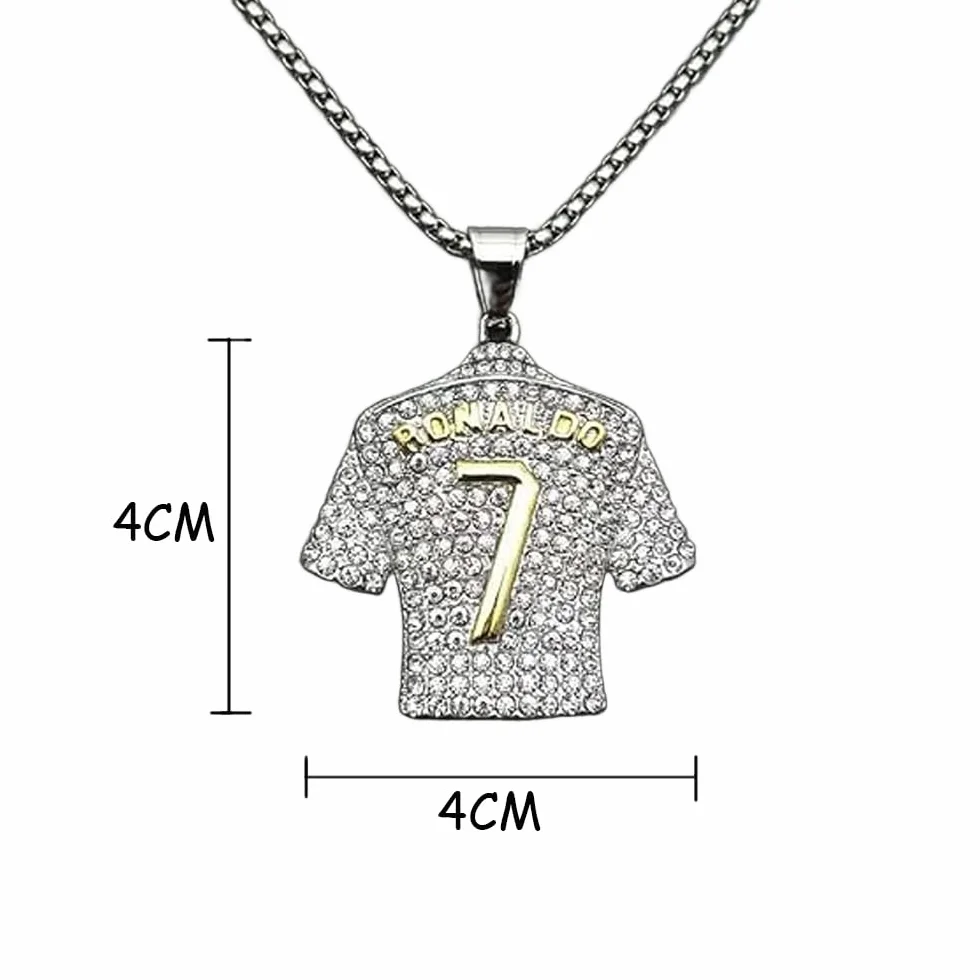 Nr 7 zawieszka z dżerseju piłkarskiego, numer 7, łańcuszek na szyję, zawieszka w kształcie skały, nr 7, trykot, naszyjnik, piłkarz, wisiorek, modna biżuteria na prezent, nr 7, zawieszka z