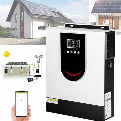 Hybrydowy falownik solarny (1,0-10,2 kW), 12 V 24 V 48 V czysta fala sinusoidalna, hybrydowy falownik ładowarka off-grid, wyświetlacz LCD, kontroler ładowania słonecznego MPPT 40/80/120/160A, DC24V