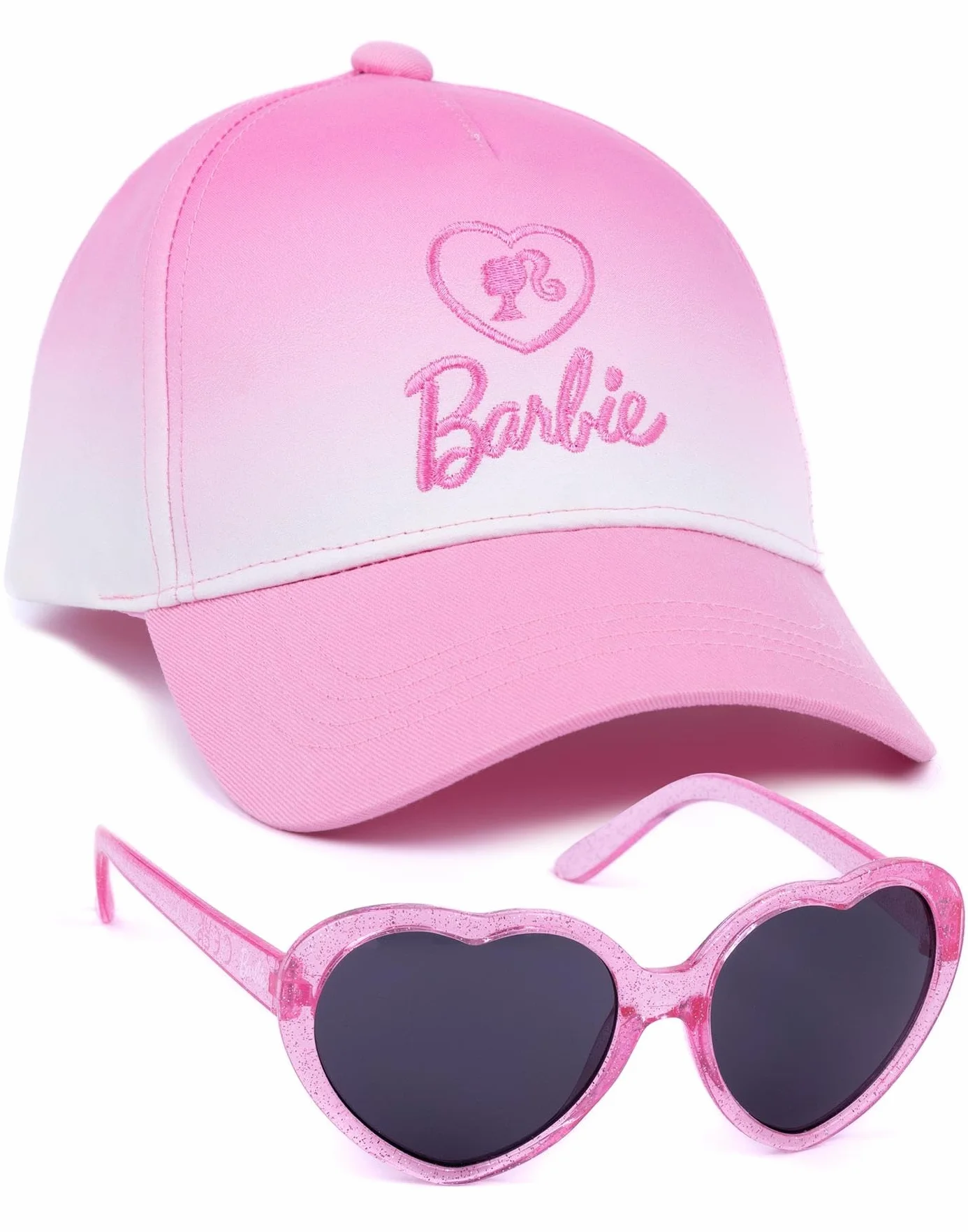 Barbie Dziewczęca czapka i okulary przeciwsłoneczne różowa ombre regulowana bejsbolówka lato akcesoria, Rosa