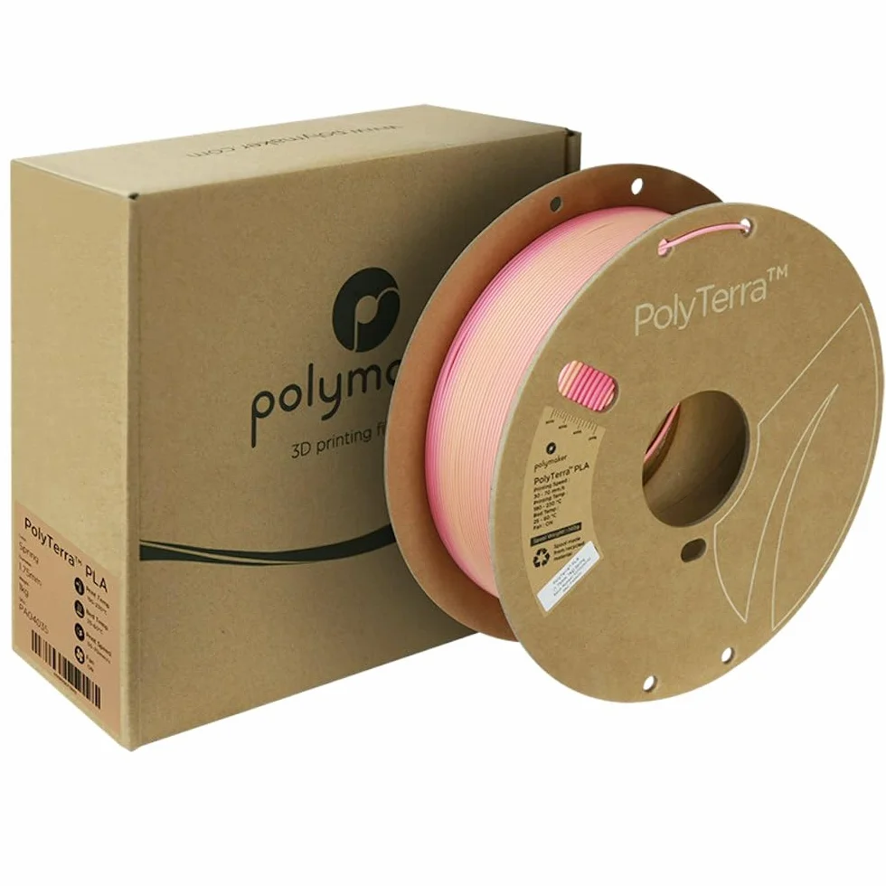 Polymaker Matowy filament PLA 1,75 mm wiosna, różowy, wielokolorowy, gradient, 1,75 PLA, filament do drukarki 3D, 1 kg, PolyTerra 1,75 PLA Filament matowy, gradient sprężynowy, filament do drukowania
