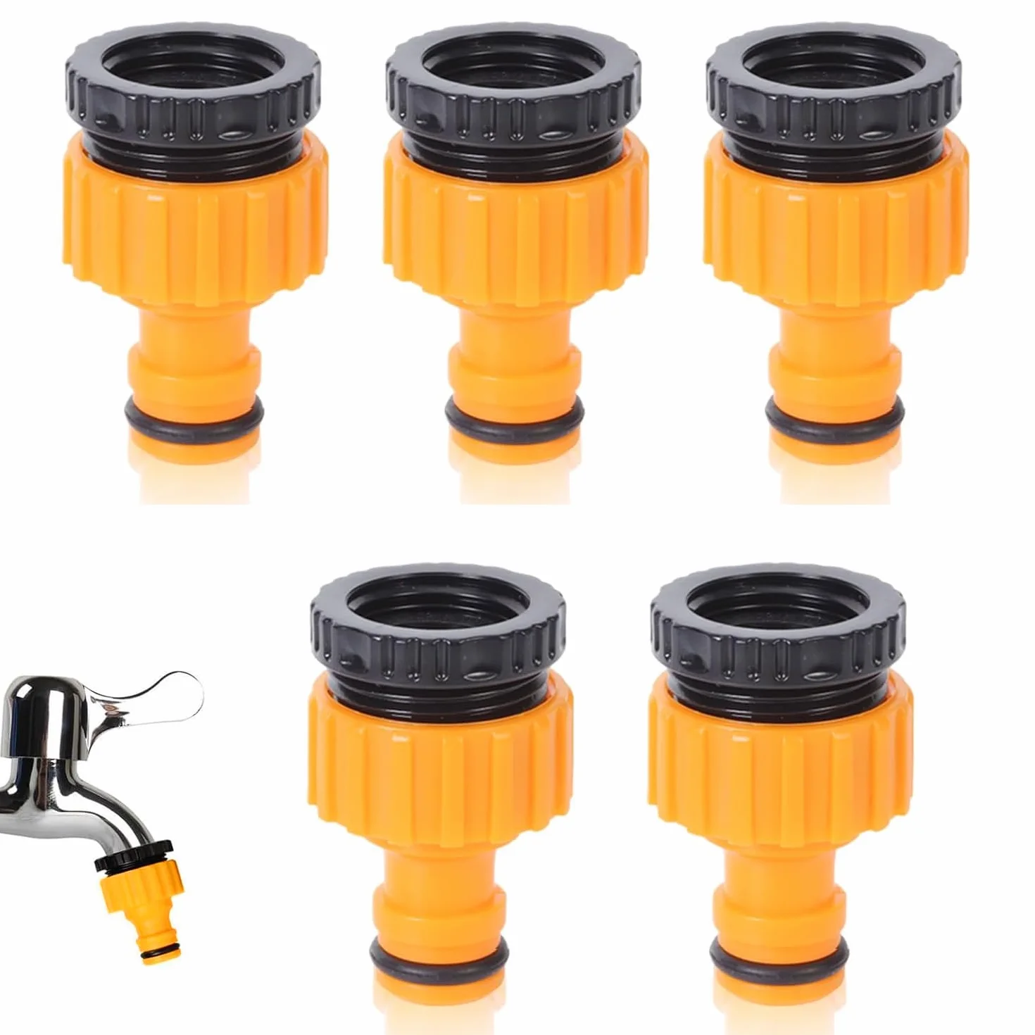 Gardena adapter do kranu, złącze węża, przyłącze kranu, przyłącze Gardena, adapter do kranu, wąż ogrodowy, 1/2 cala 3/4 cala, przyłącze kranu 2 w 1 (5 sztuk)