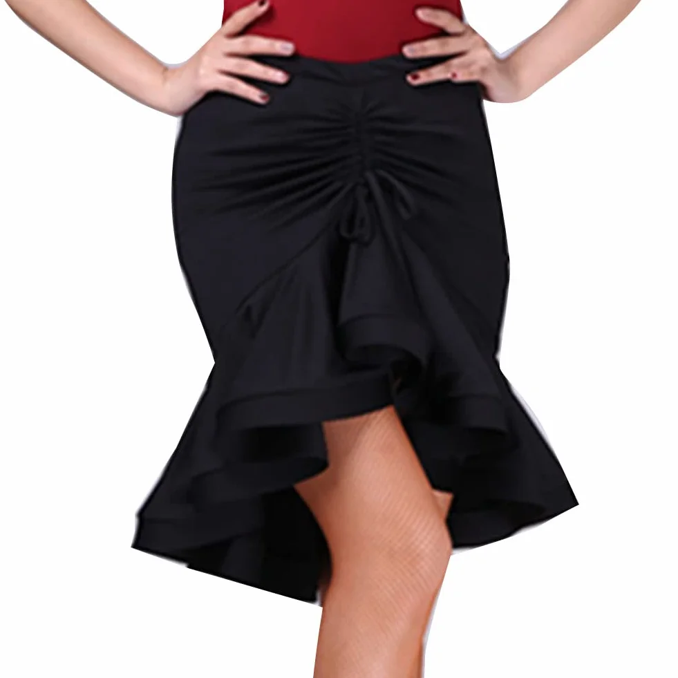 Damska spódnica balsa tango do sali balowej nieregularna spódnica bodycon ze sznurkiem spódnica do tańca latynoskiego kostium flamenco odzież taneczna falbana spódnica swing
