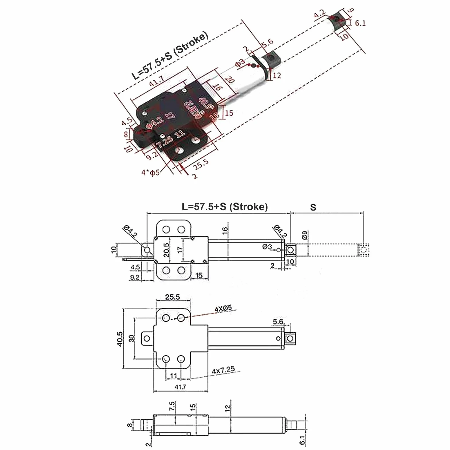 Elektryczny Mikrosiłownik Liniowy, 12V 200mm 150N Siła Ciągu 4mm/s Prędkość Skoku Automatyczny Siłownik Liniowy Ruchu Podnoszenia, do Maszyn Rolniczych