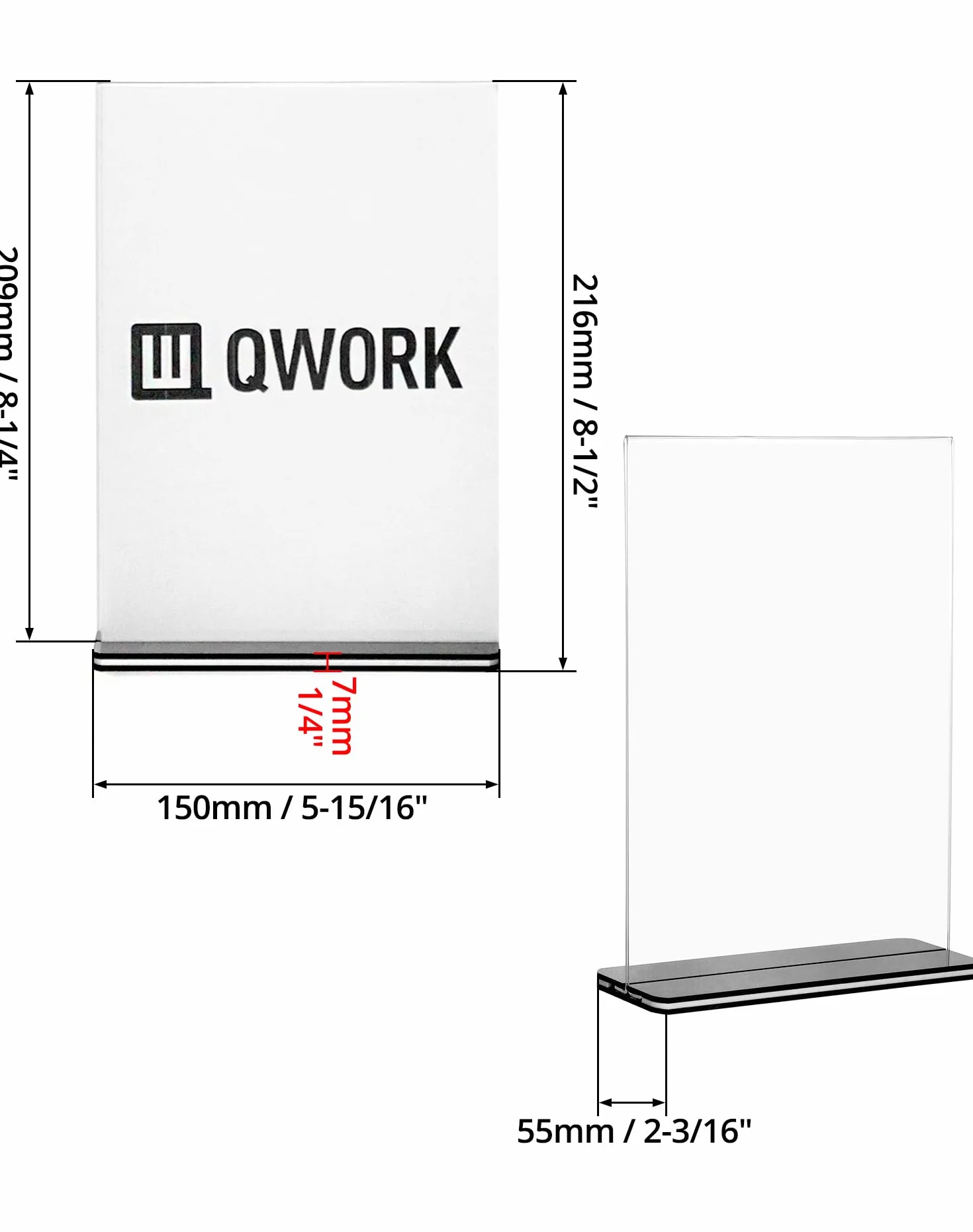 QWORK® 6 szt. A5 akrylowe dekoracje na środek stołu z solidną podstawą, dwustronne akrylowe stojaki ekspozycyjne do biura restauracja kawiarnia sklep ślub