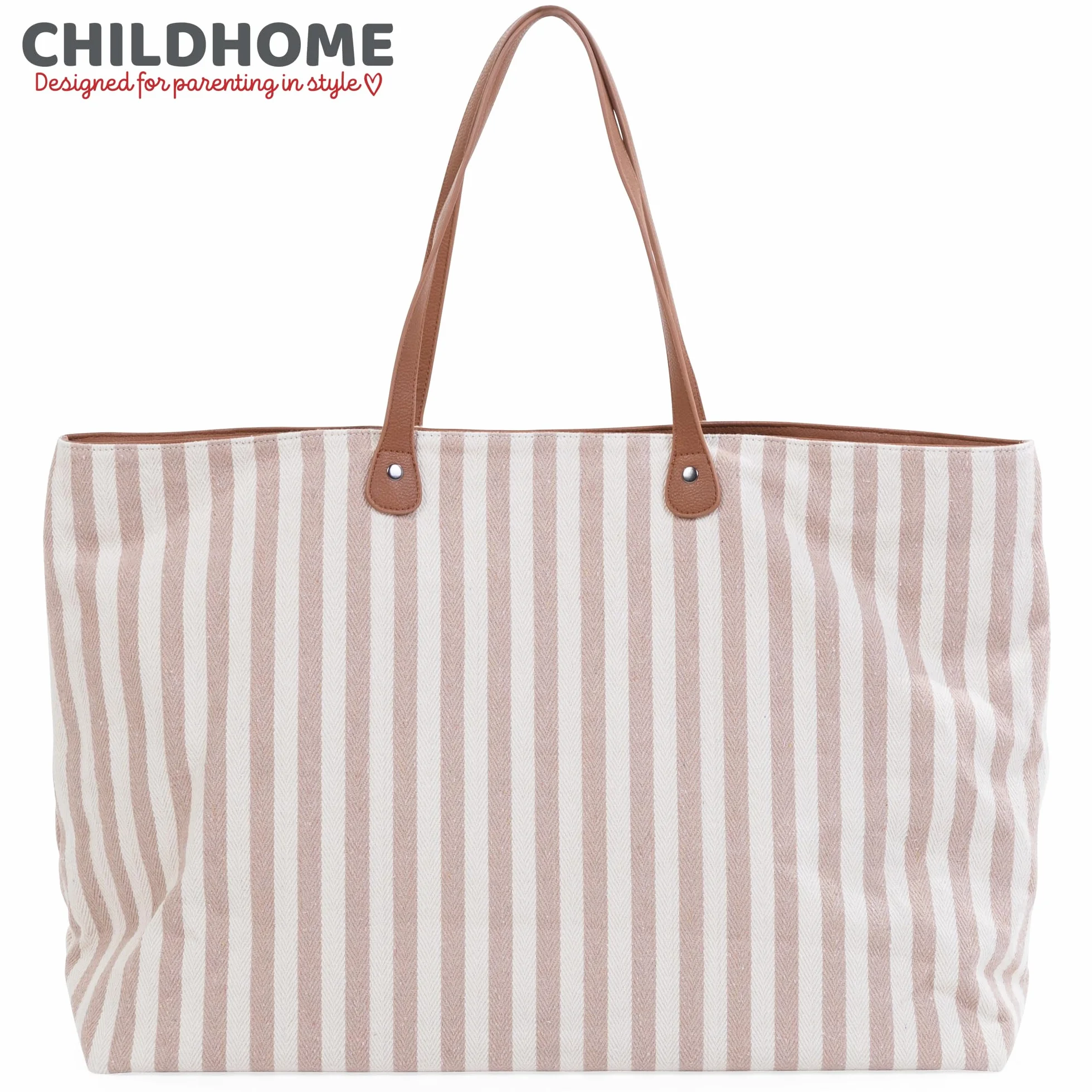 CHILDHOME, Torba rodzinna, torba na pieluchy, torba podróżna/weekendowa, duża pojemność, odpinana torba, paski terakota