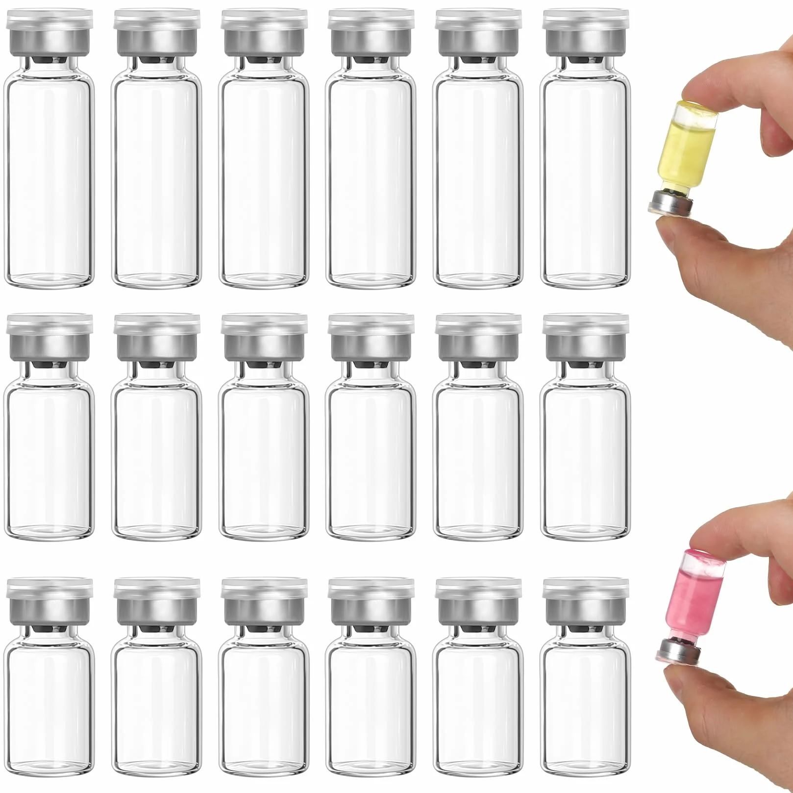 18 sztuk 2ml 3ml 5ml Uszczelnione probówki laboratoryjne, probówki 2/3/5ml, przezroczyste małe probówki do napełnienia, przezroczyste małe butelki szklane, szklane butelki z samozatykaniem