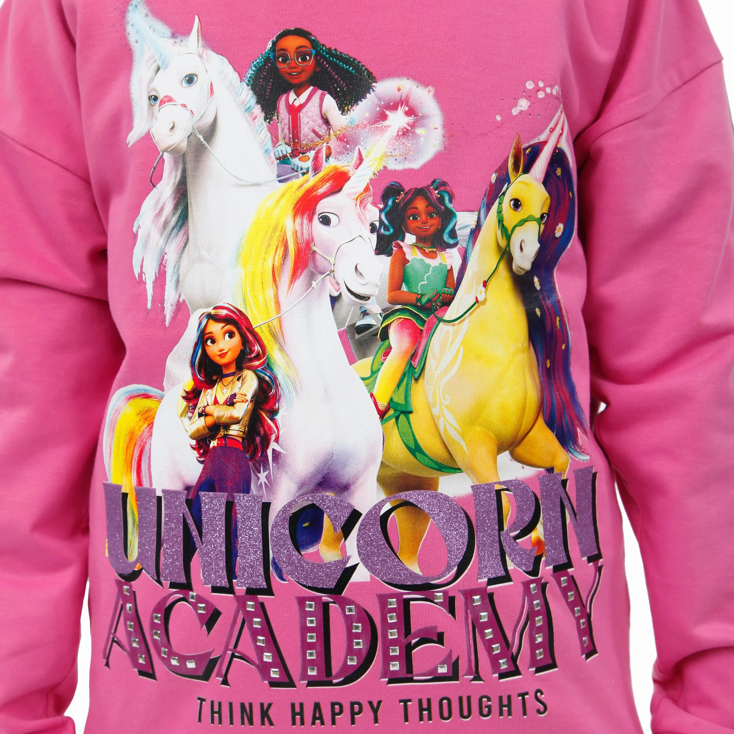 Bluza Dla Dziewcząt Z Akademii Jednorożców | Bluza Z Jednorożcem Dla Dziewcząt | Bluza Dla Dzieci Sophia I Wildstar | Różowy 110