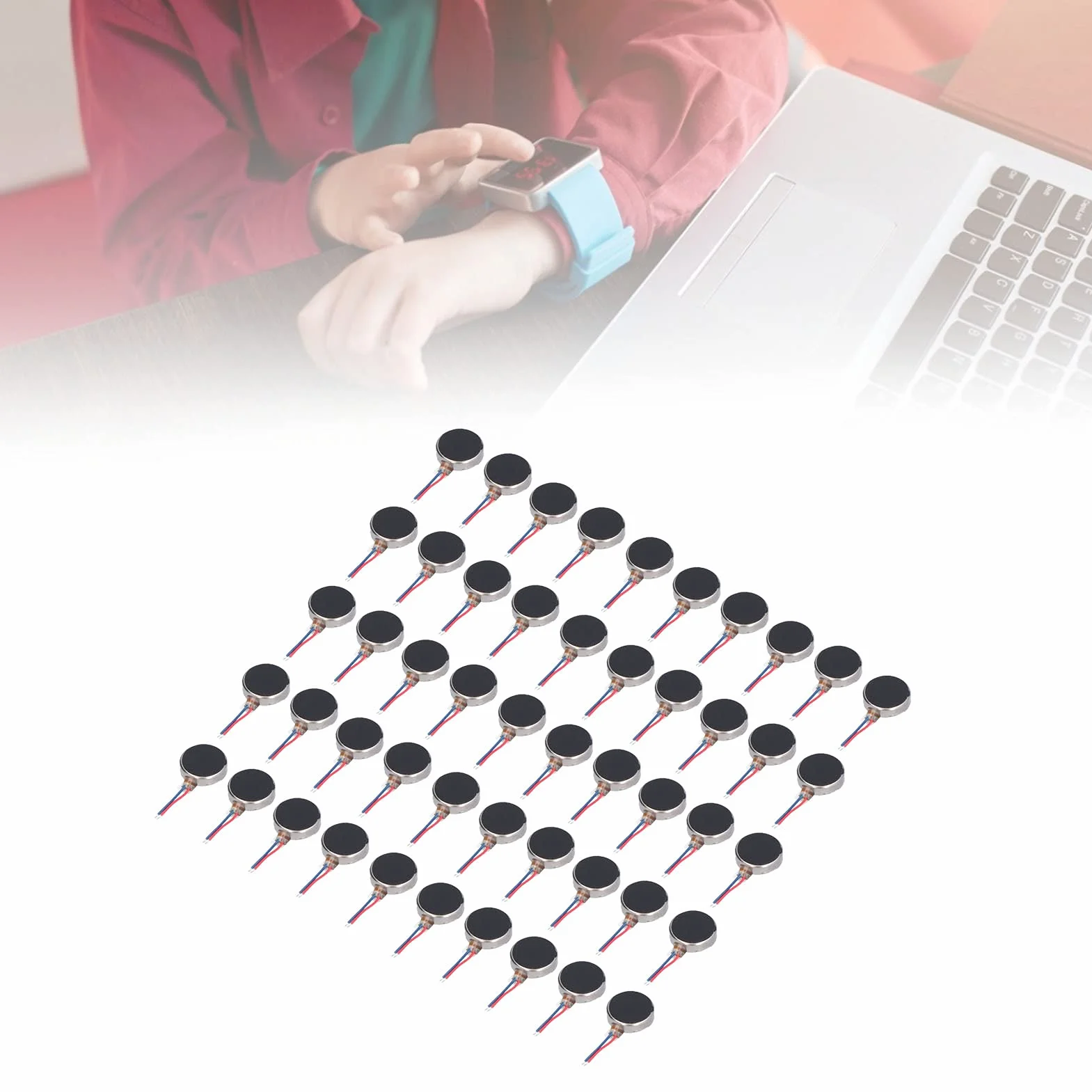 50pcs Mini DC Vibration Motor 3V 10x2.7mm Low Noise Micro Motor for Electronics DIY Projects compatible with Arduino
