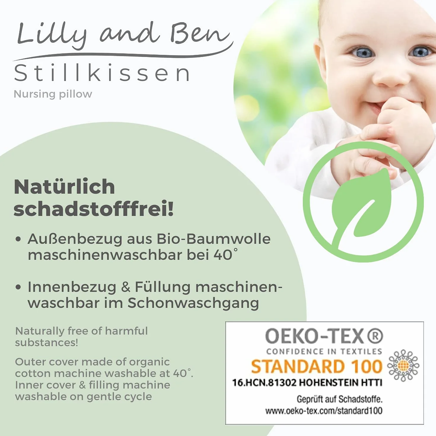 Poduszka do karmienia BIO-Bawełna OEKO-TEX® - Rogal do karmienia - Poduszka dla niemowląt - Pouszka dla matki karmiącej - szara