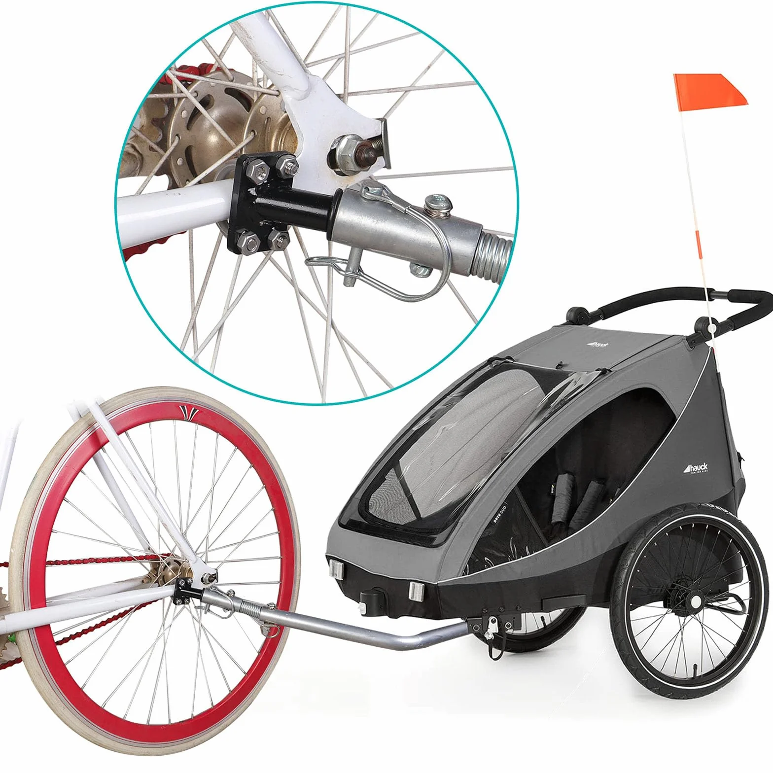 Sprzęgło do przyczepy rowerowej, hak holowniczy, przyczepka rowerowa, zwierzęta i transport – szybkie sprzęgło, do codziennego transportu, przygód, zwierząt, rodziny, na zewnątrz