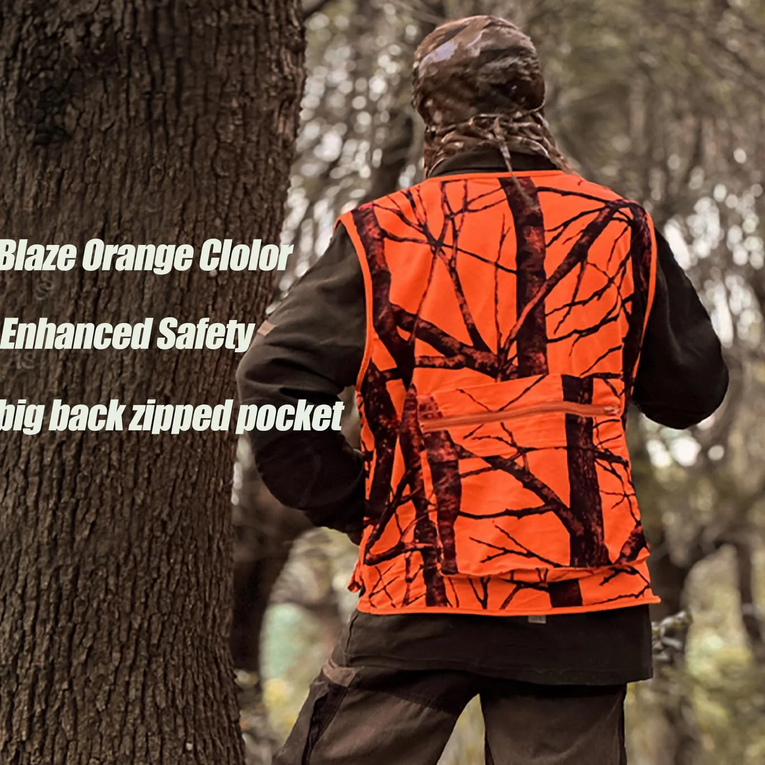 VicBre Blaze Orange kamizelka myśliwska z kieszeniami outdoorowa robocza