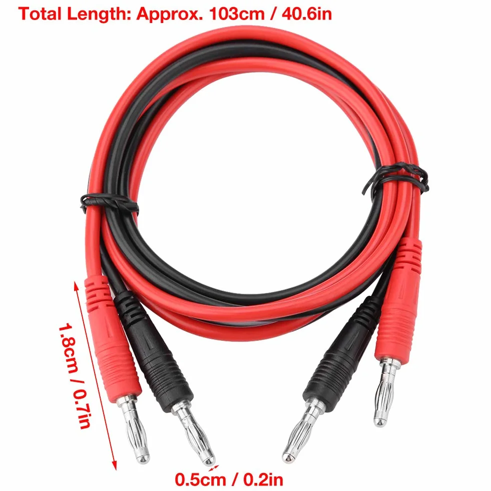 Przewody pomiarowe P1041 2 szt. 4mm wtyczka bananowa do wtyku bananowego kabel testowy multimetr 103cm