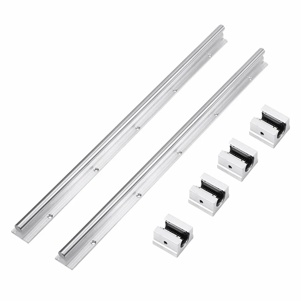 2PCS 500mm Linearlagerschienenschlitten, SBR12 Linearschienenwelle, mit 4PCS SBR12UU Linearlagerblöcken für präzise Drucker, Roboter usw.