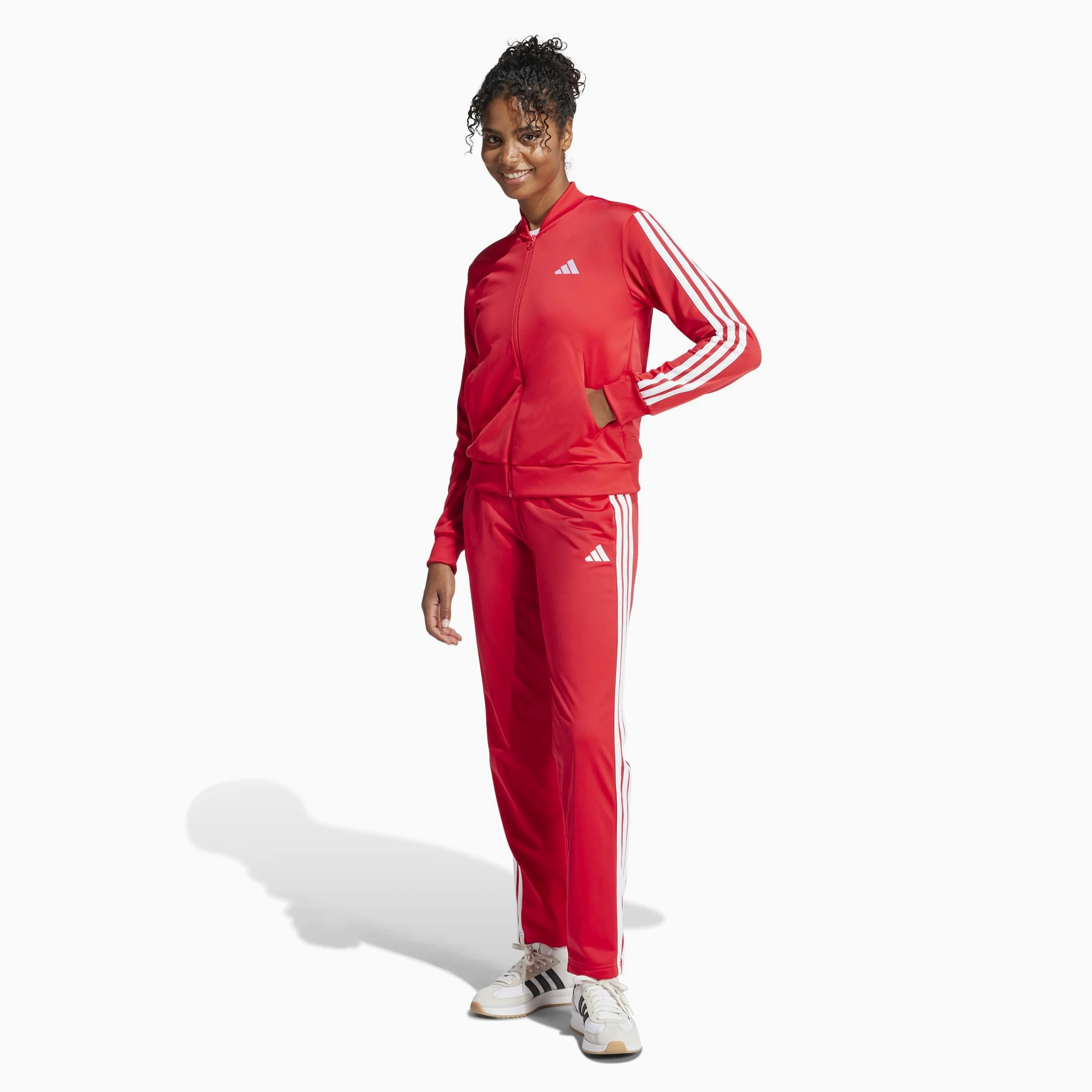 adidas Kobiety ESSENTIALS 3-STRIPES TRACKSUIT, pure ruby/white, L