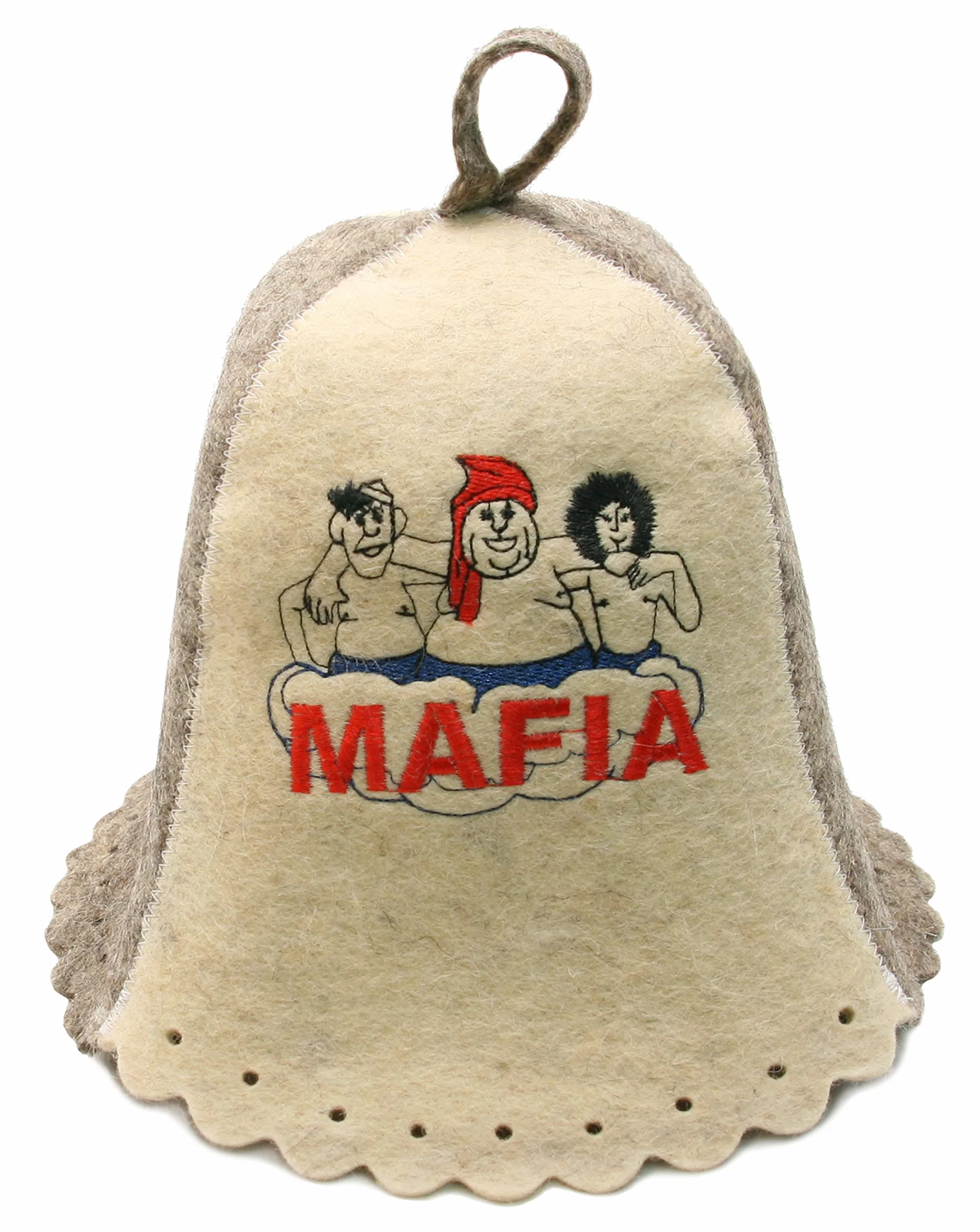 PetriStor Sauna Hat Embroidered Mafia for Man Natural Felt Made in Ukraine