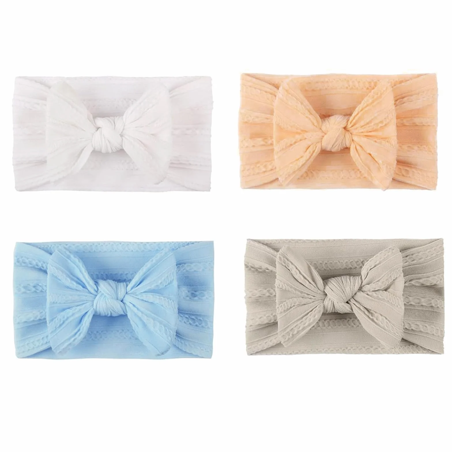 4 Kawałki Baby Hairband, Nylonowe Elastyczne Opaski do Włosów, Opaski dla Dzieci, Ręcznie Robione Opaski z Kokardkami, dla Dzieci, Niemowląt i Małych Dzieci