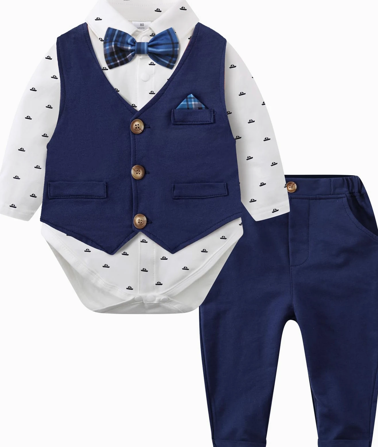 mintgreen Baby Suit Boy, 3Częściowy Strój Formalny Pozew o Chrzest Dżentelmen Tuxedo Koszula i Kamizelki + Spodnie