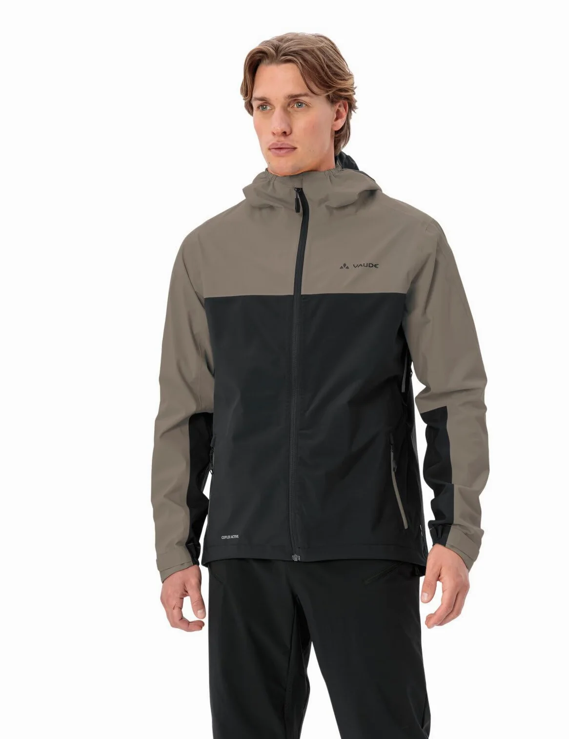 VAUDE Męska kurtka przeciwdeszczowa Moab Rain Jacket – wodoszczelna kurtka MTB, 2,5-warstwowa membrana, wentylacja pod pachami, zwijany kaptur, materiał z recyklingu – Made in Germany