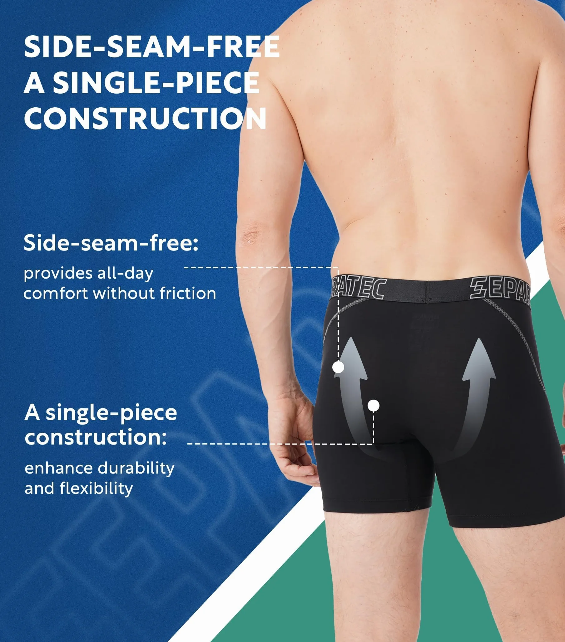 Separatec Bokserki męskie bambus Rayon z oddzielnymi woreczkami bielizna 3 sztuki trunks