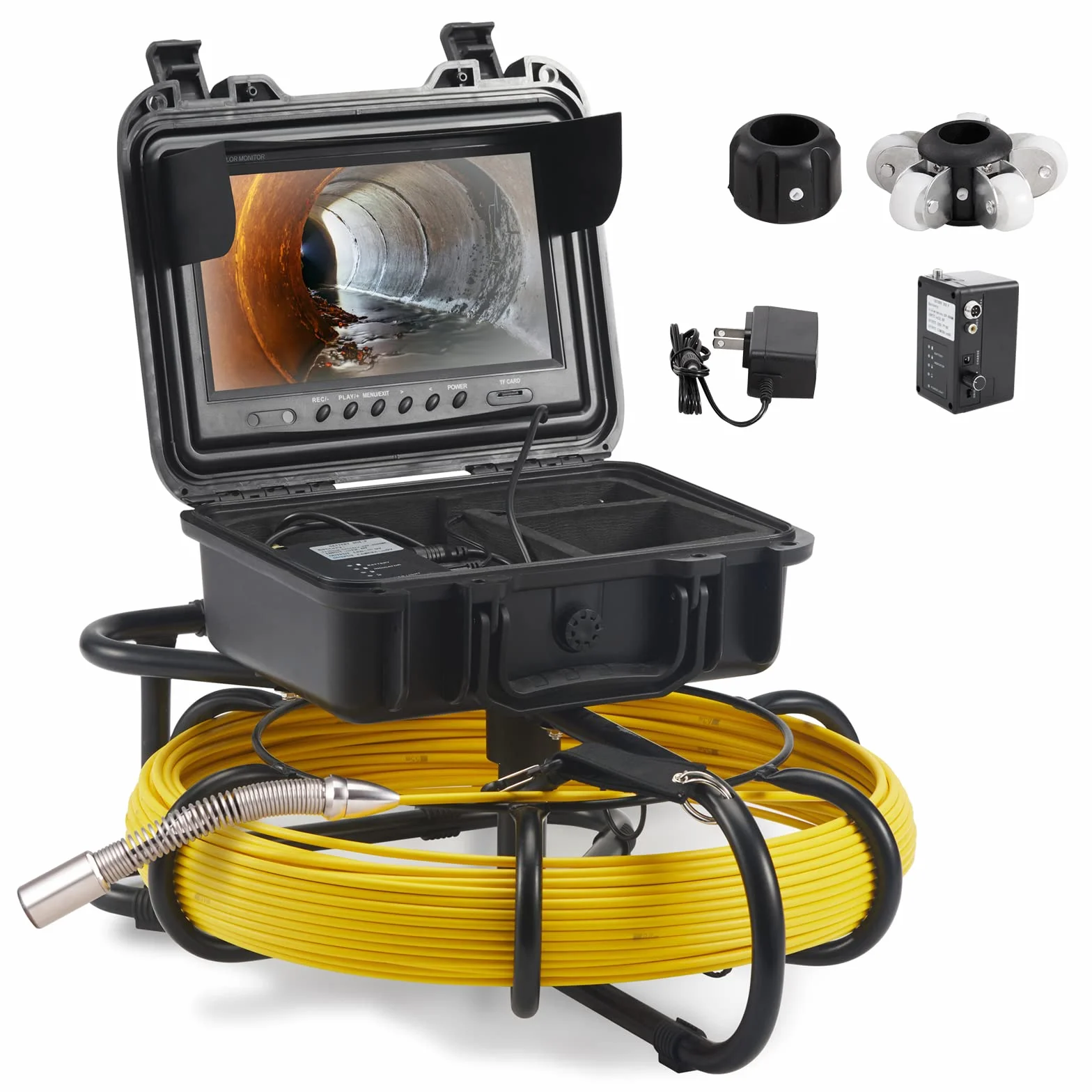 VEVOR Inspection Camera Rura 50 m Endoskopowa Kamera odpływowa 9'' z wodoodpornym rejestratorem DVR IP68 12 diod LED regulowana, karta SD 16 GB do rury kanalizacyjnej domu hydrauliki spustowej