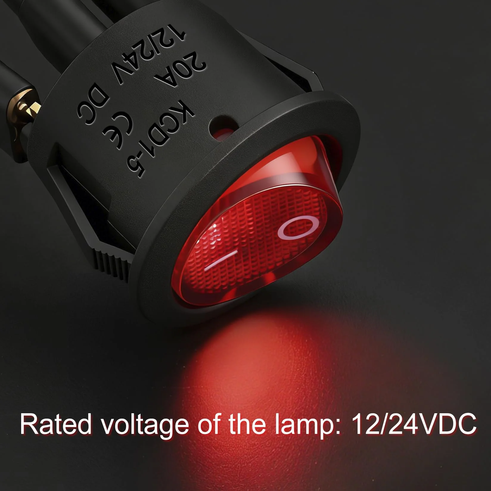 Heschen okrągły przełącznik kołyskowy ON-OFF SPST 3 zaciski 24 V czerwone światło 6 A 250 V AC 5 szt.