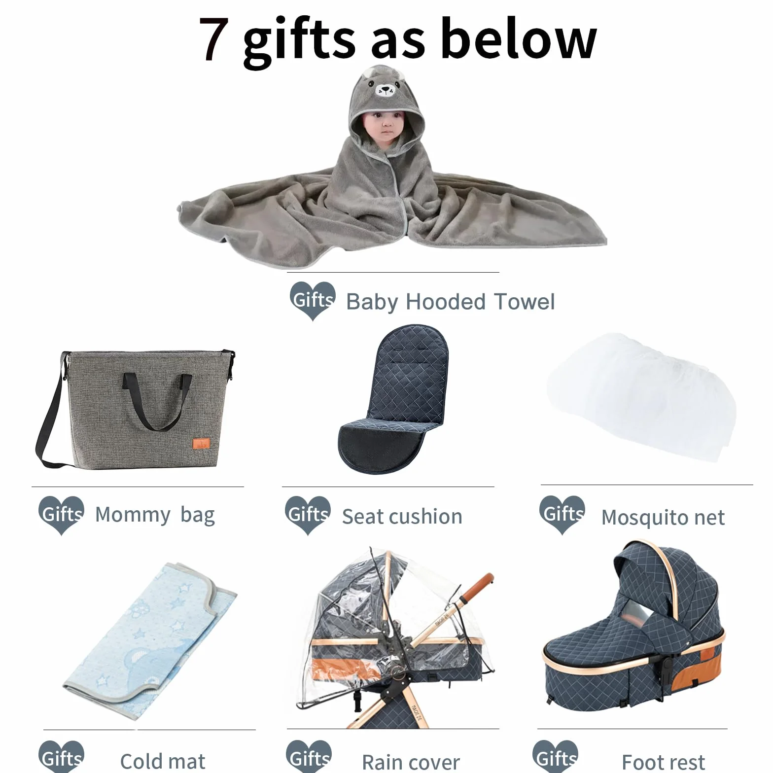 MoLi Trio, wózek dziecięcy 3 w 1, podwójny tryb push, duża gondola dla niemowląt, składany aluminiowy wózek (225 Black Gold)