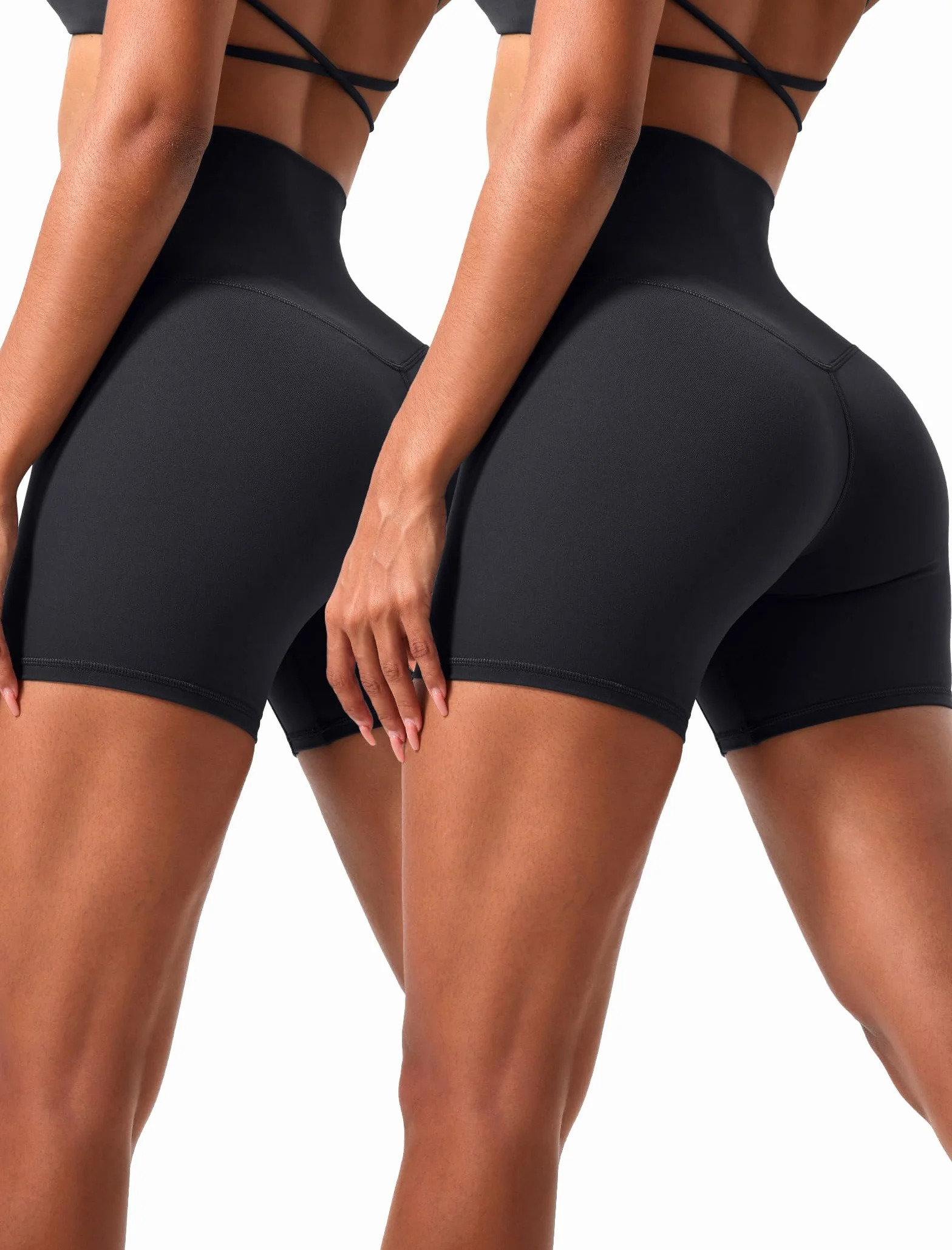 Damskie Spodenki Sportowe do Jogi z Wysokim Stanem Push Up Scrunch Butt 2 Sztuk