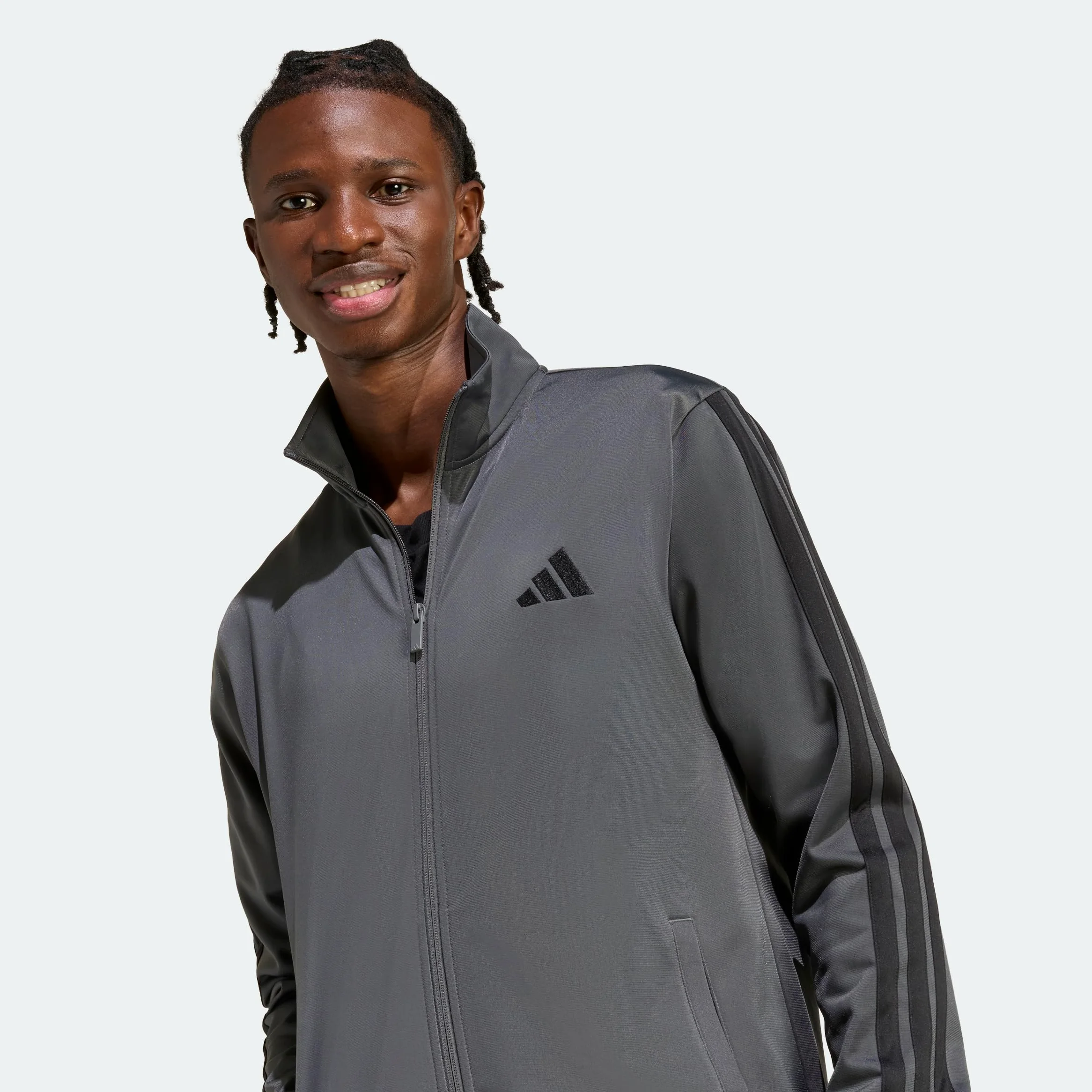 adidas heren SPORTSWEAR BASIC 3 STRIPES TRICOT TRACKSUIT, grey six, M Tall