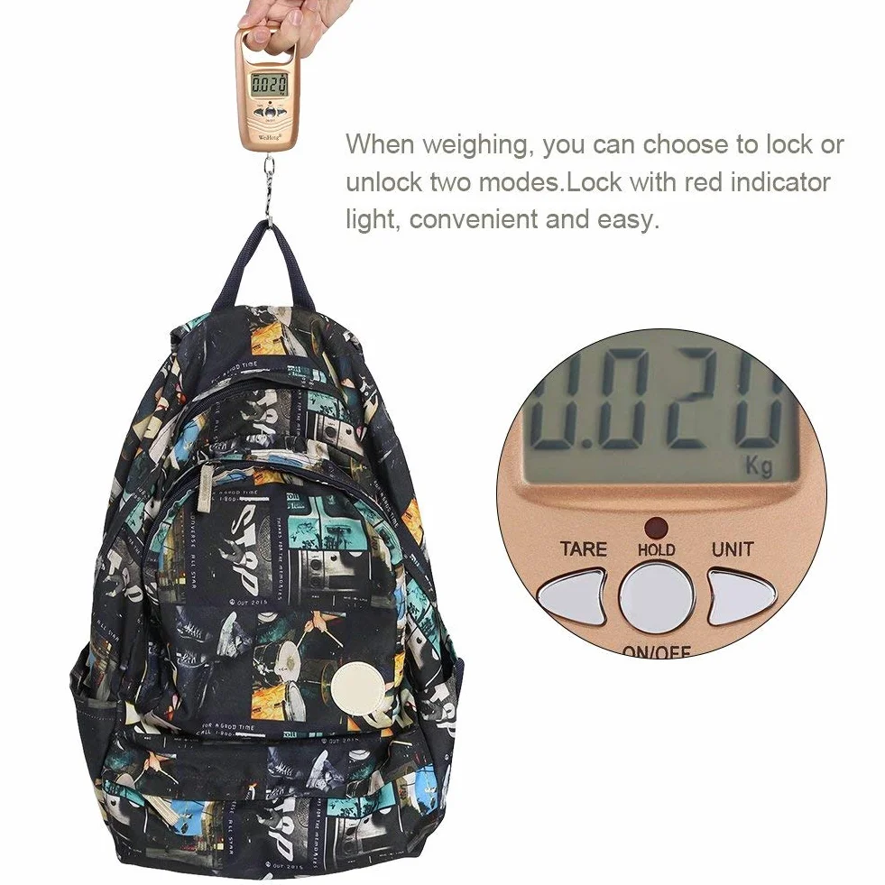 Cyfrowa waga wisząca 50 kg LCD z podświetleniem, elektroniczna waga hakowa, czarna