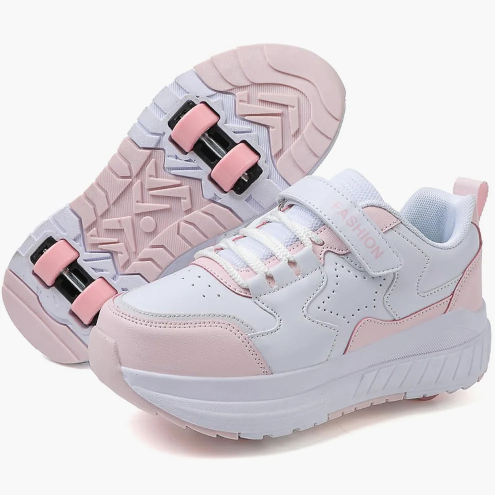 Buty na kółkach dla dziewczynek i chłopców buty na dwóch kołach buty do deskorolki wielofunkcyjne buty 2 w 1 buty sportowe na kółkach, Rolka S1, 33 EU