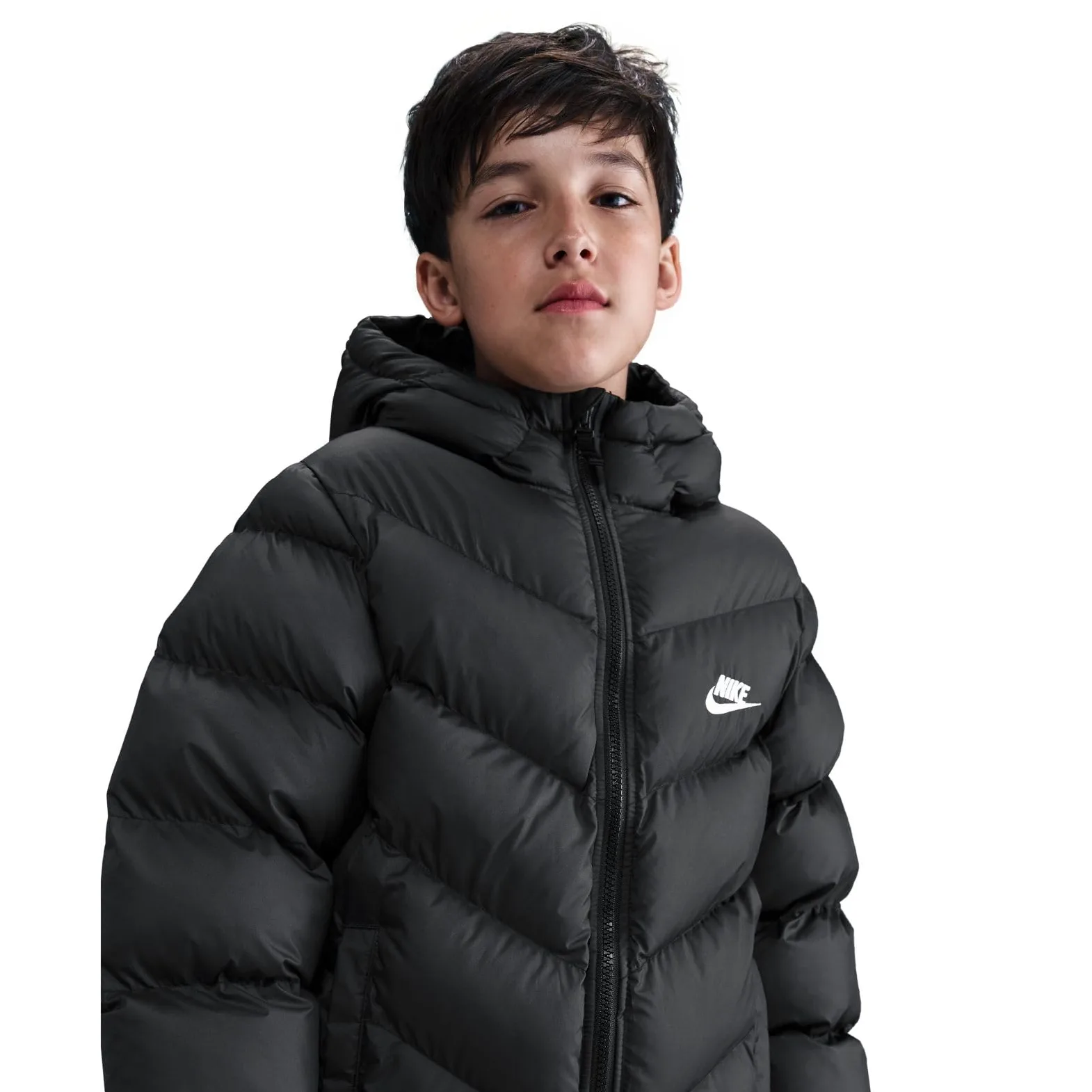 Nike Dziecięca kurtka puchowa K Nsw Tf Adp do połowy uda, czarna/biała, 146/152