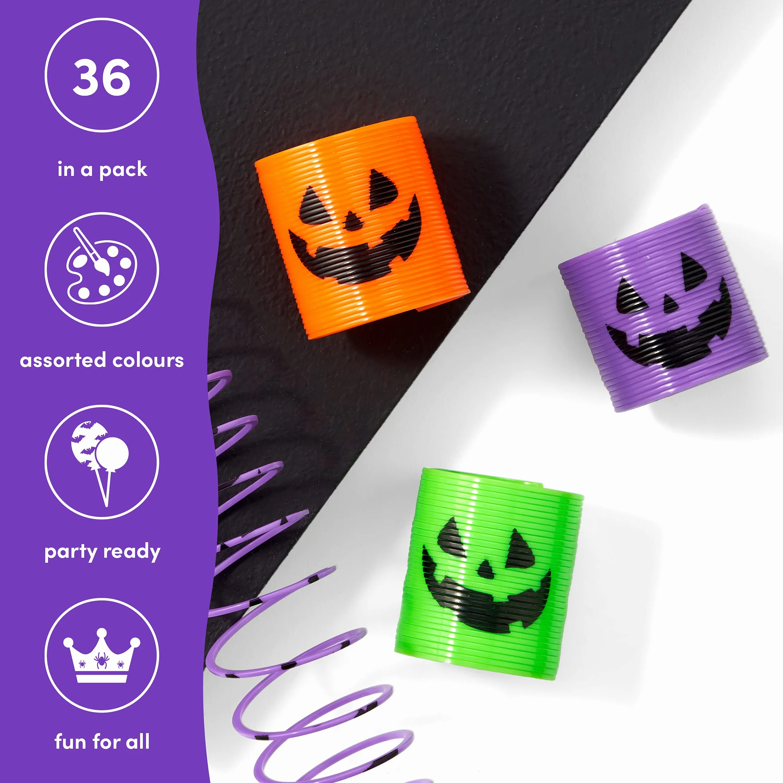 The Twiddlers - 36 Mini Halloween Magic Springs, Trick or Treat Party Toys Bag Fillers, Kids Game Prizes & Gifts