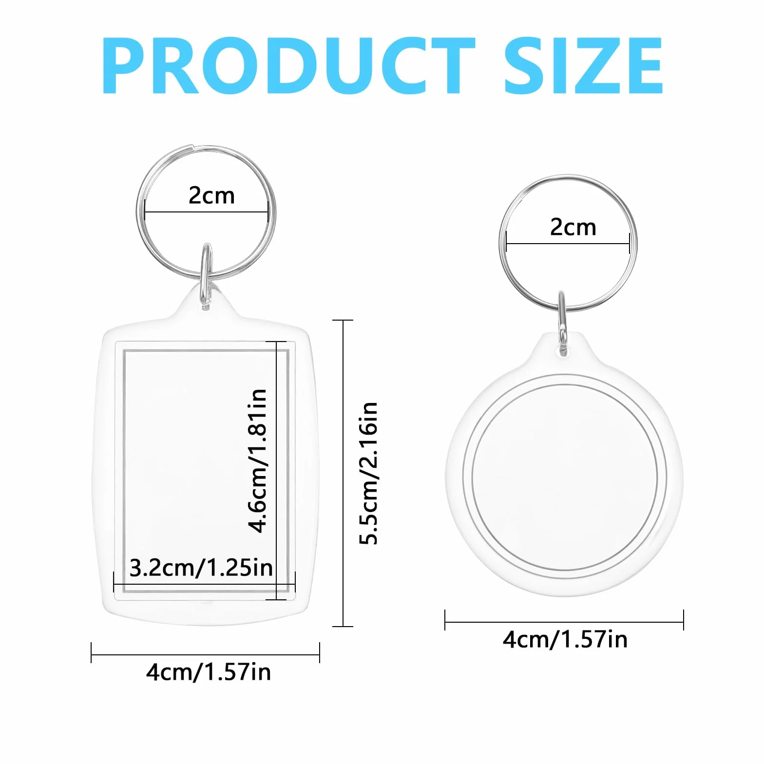 oruola 10 sztuk okrągłych breloczków do kluczy, 4 cm, do kluczy, dla przyjaciół rodziny, prezent ze zdjęciem, DIY, na urodziny, rocznicę, 10 sztuk, przezroczysty