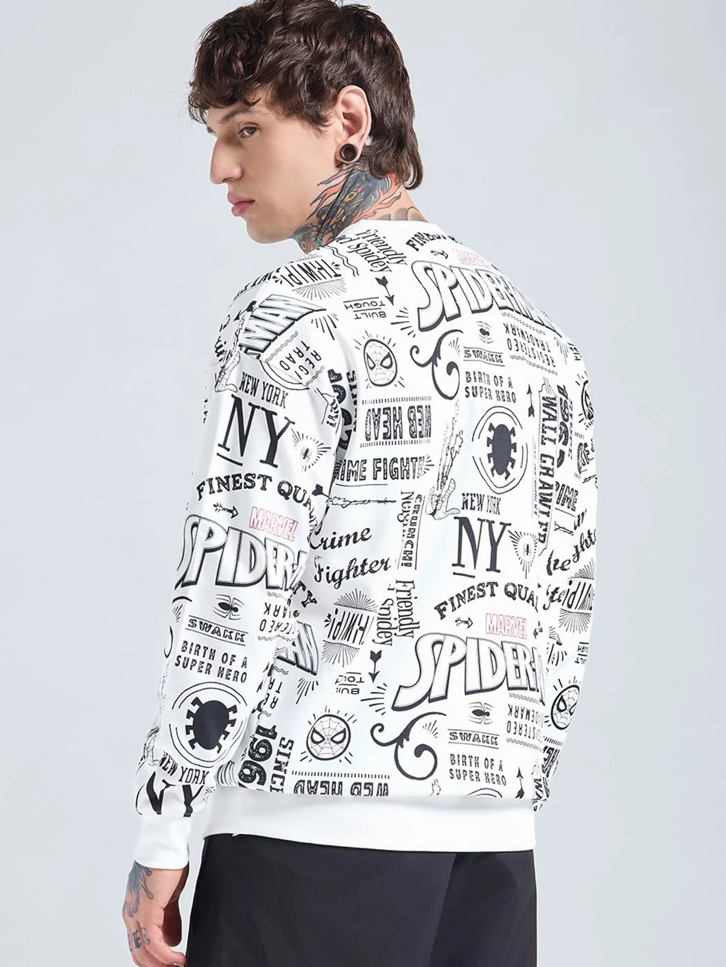 Bewakoof X Marvel Spider-Man Męska bluza oversize z mieszanki bawełny, Bewakoof Heavy Duty 1.0 | męska bluza zimowa
