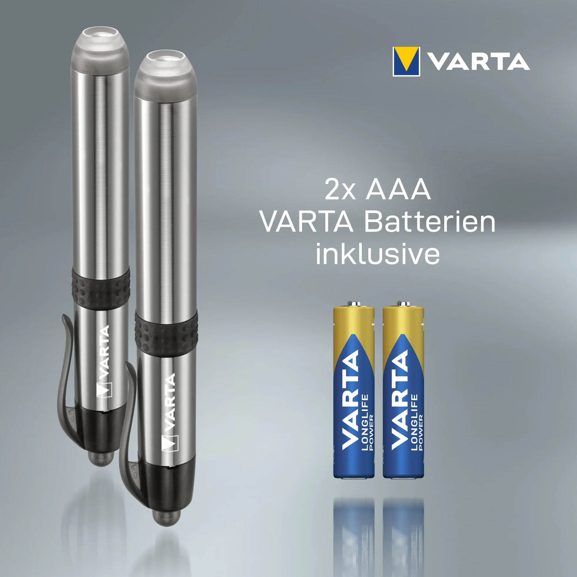 VARTA Lampa diagnostyczna LED, dwupak w zestawie: 1 x bateria AAA, lampa Pen Light, lampa źrenicy, bardzo smukła i lekka latarka, do zastosowań w szpitalu, gabinecie lekarskim