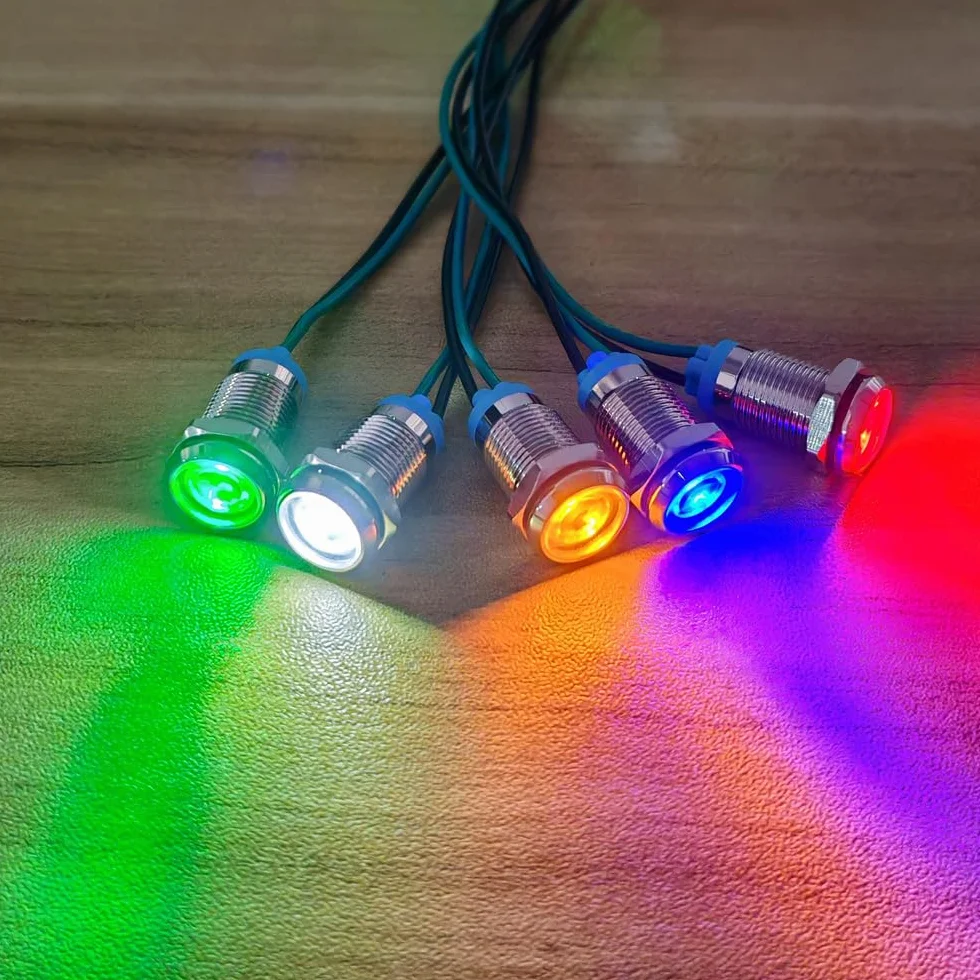 Gebildet 5sztuk 10mm Energooszczędna Dioda LED Metalowy Wskaźnik Swietlny 3V-4.5V-5V-6V-7.5V-9VDC Wodoodporna Lampka Sygnalizacyjna z Przewodem, czerwona