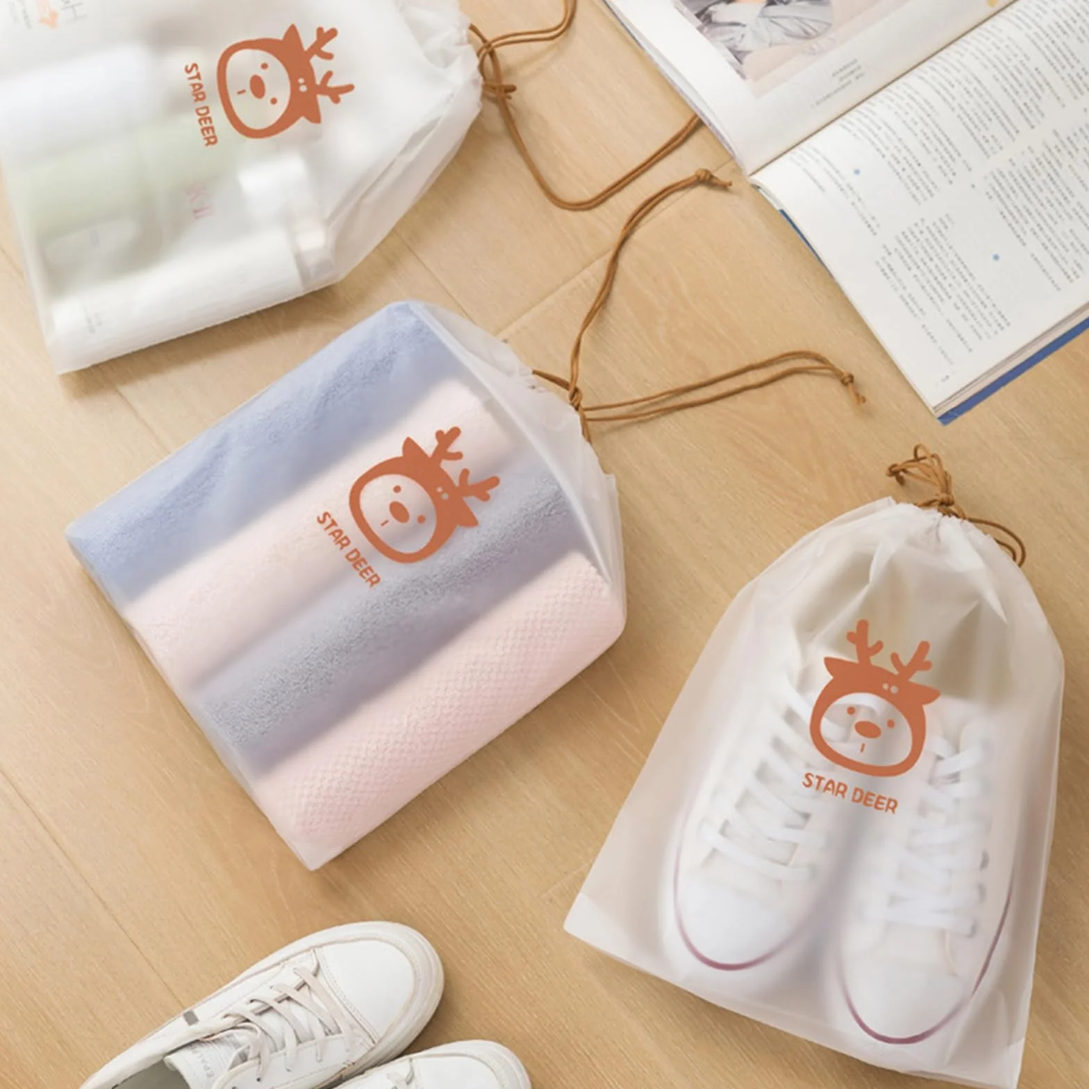 Torba na buty podróżne Bootoow 30 sztuk wodoodporną, pyłoszczelną torbę na buty ze sznurem, do podróży kempingowej i domowej