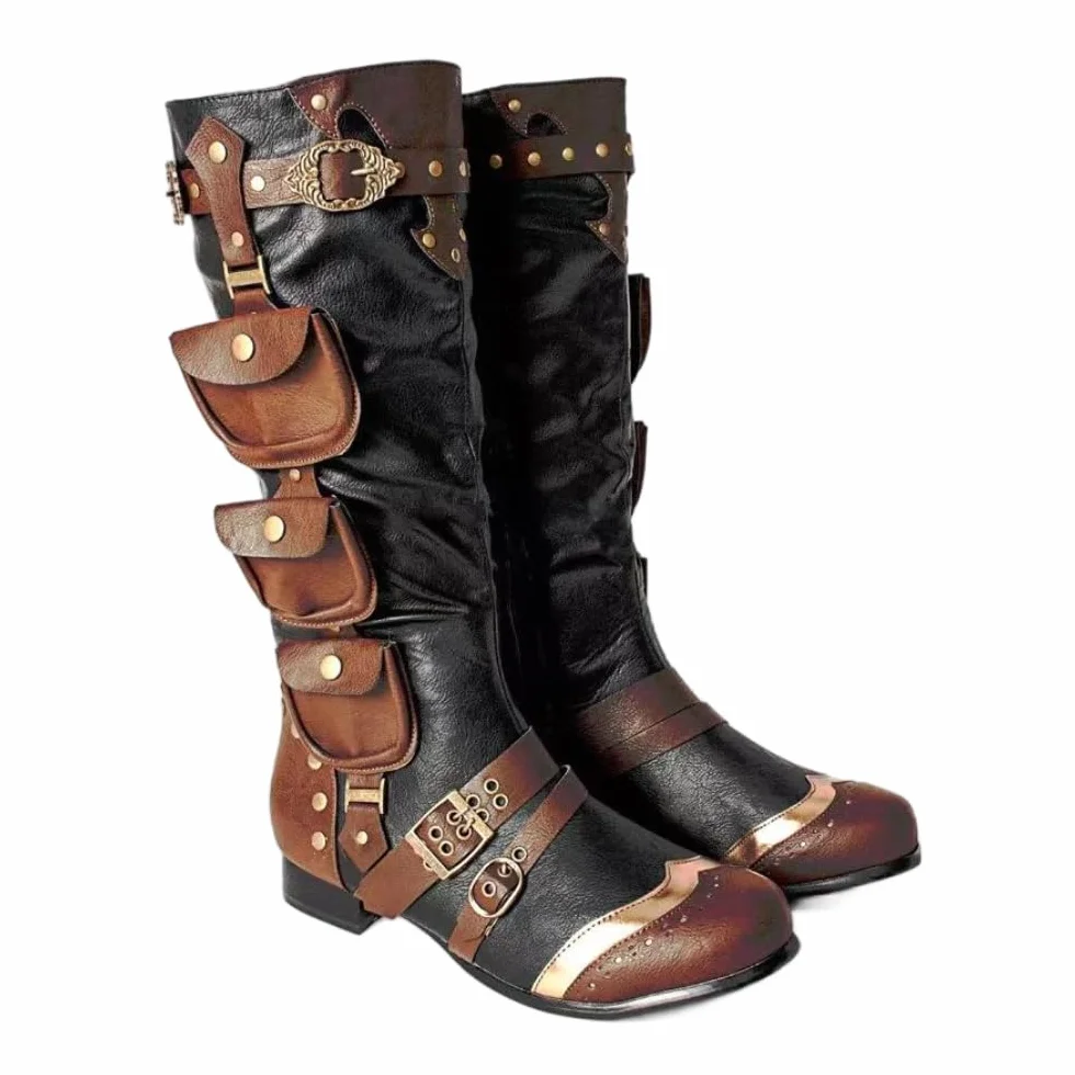 SYJYM Średniowieczne Steampunk Retro Wysokie Buty Męskie Duży Rozmiar