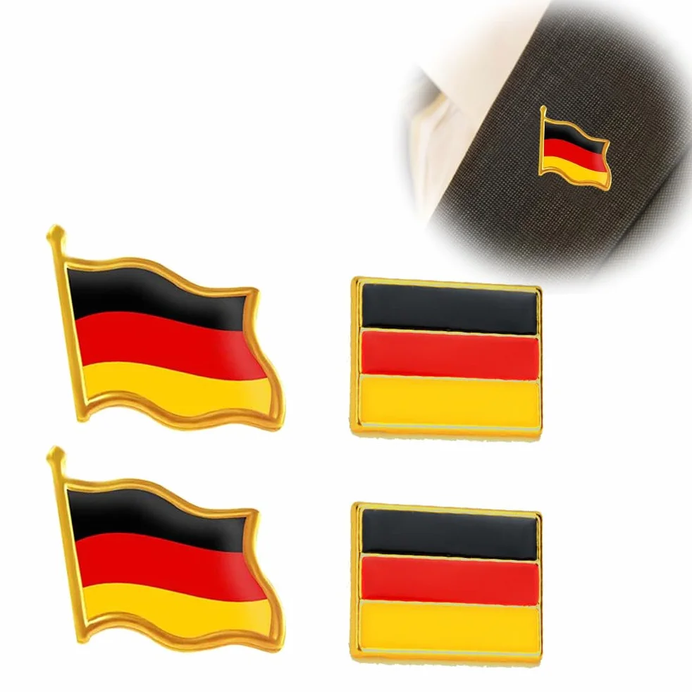 4 szt. flaga Niemiec przypinka przypinka flaga mała flagi przypinki przypinki Germany Badges, Srebro szterlingowe
