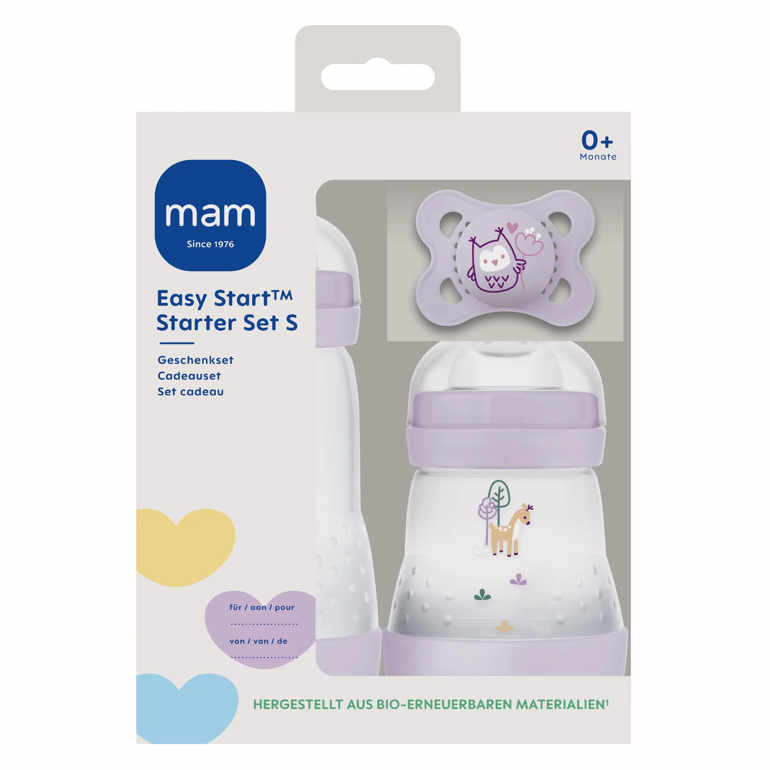 MAM Easy Start Anti-Colic zestaw startowy S, pierwsze wyposażenie dla niemowląt, z 2 butelkami Anti-Colic (160 ml i 260 ml), w zestawie smoczek rozmiar 1 i smoczek, zestaw upominkowy dla niemowląt, od