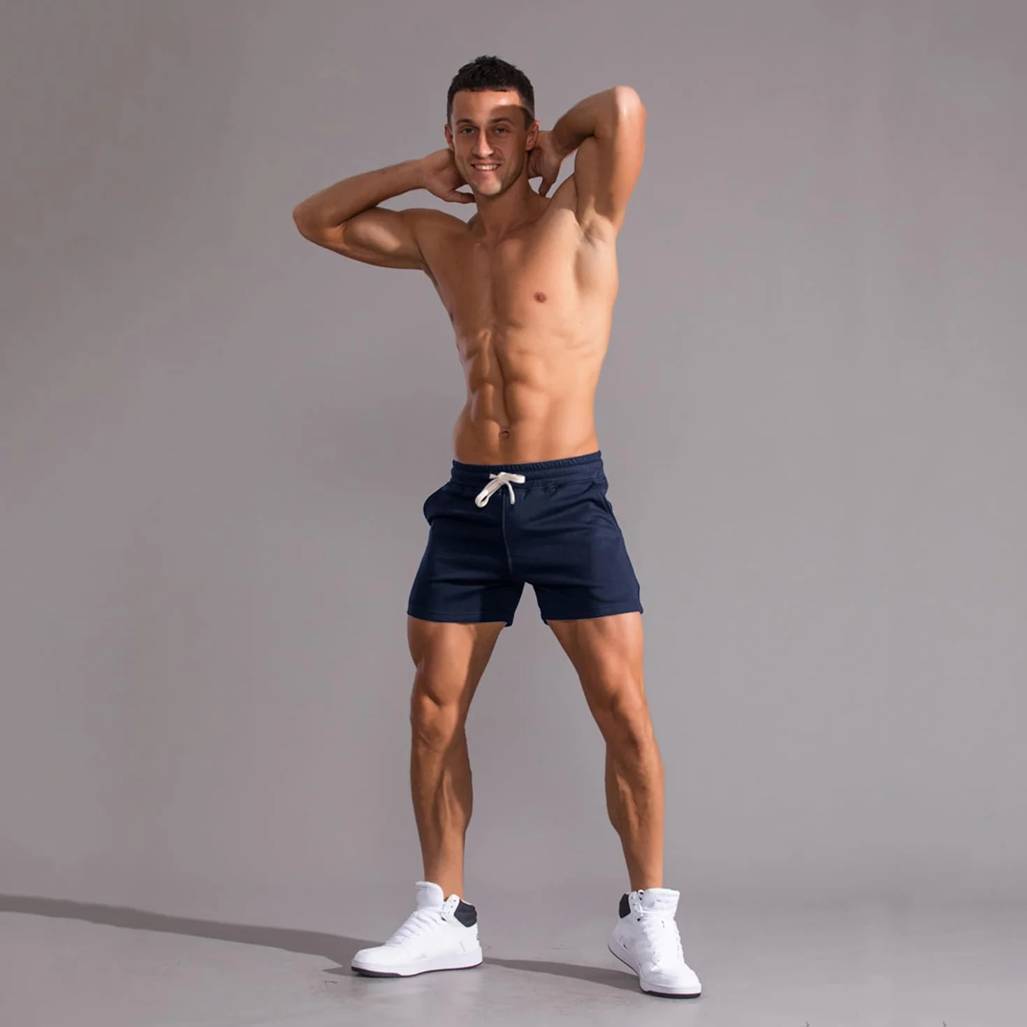 Sportowe Spodenki do Biegania Męskie Krotkie Spodenki Bawełniane Spodenki Treningowe Spodenki Sportowe z Kieszeniami Spodenki Gimnastyczne Oddychające