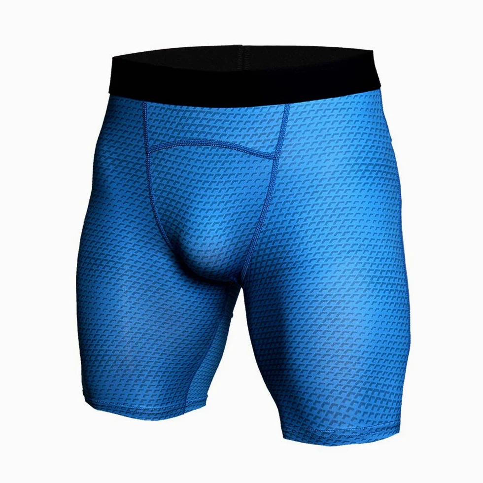 BaronHong 3D Snake Skin męskie spodenki kompresyjne Quick Dry Enge do biegania, treningu, studia fitness (niebieskie, S)
