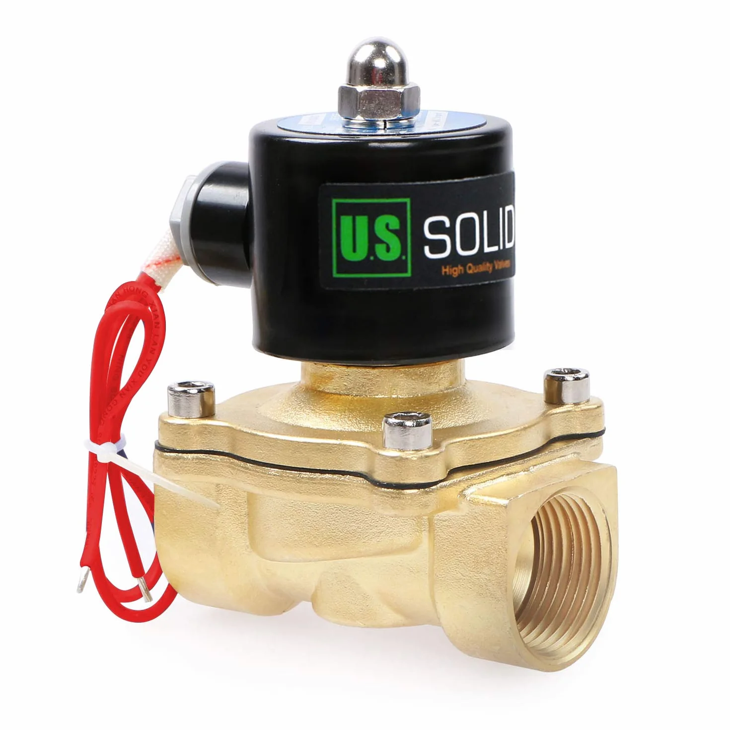 U.S. Solid Zawór elektromagnetyczny z mosiądzu 1" G – 220 V AC, normalnie zamknięty, napędzany bezpośrednio, woda, powietrze, olej
