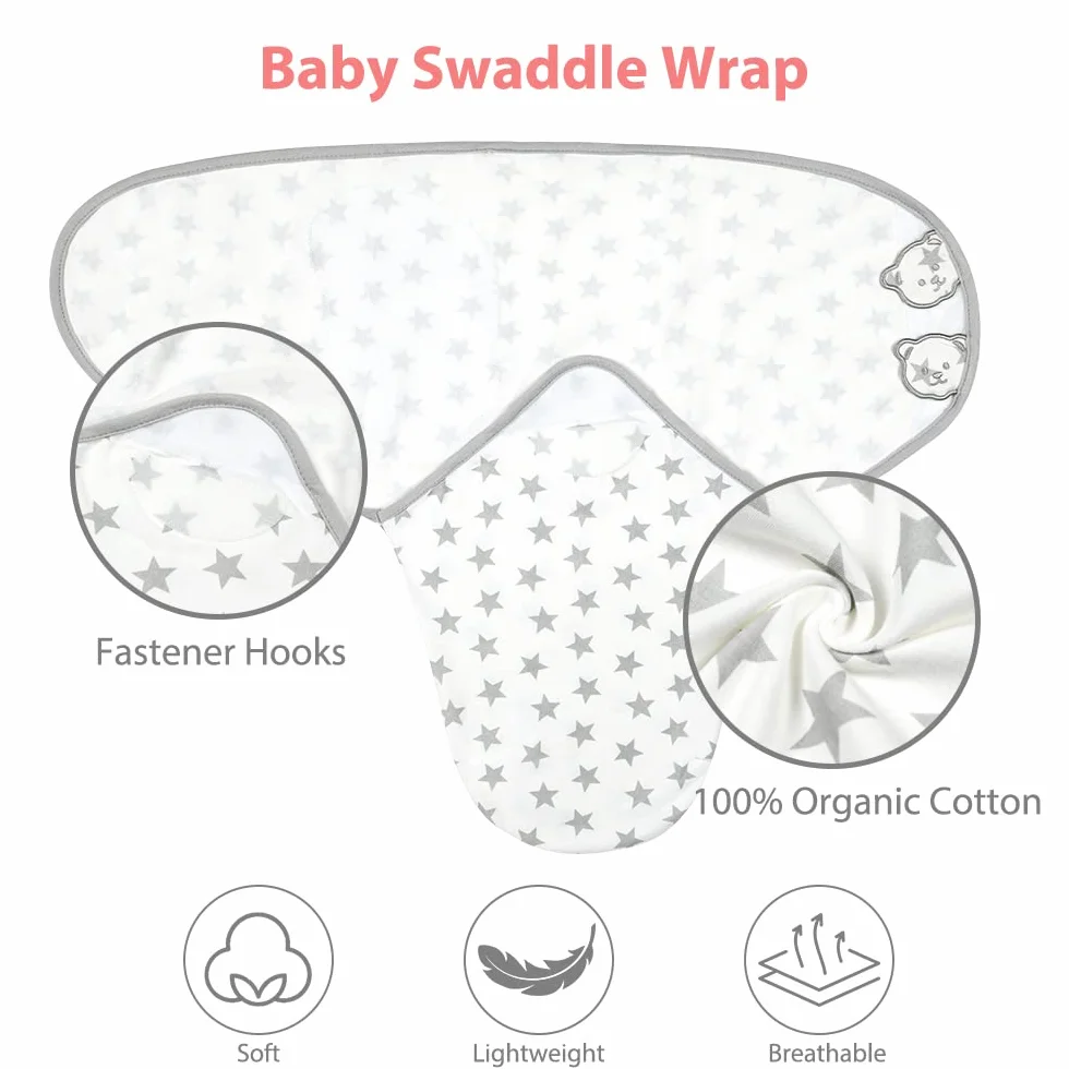 Vicloon Kocyki do owijania dla niemowląt, 2 szt. Kocyki do owijania, Organiczny bawełniany koc do owijania dla niemowląt 4-6 miesięcy 6-8 kg