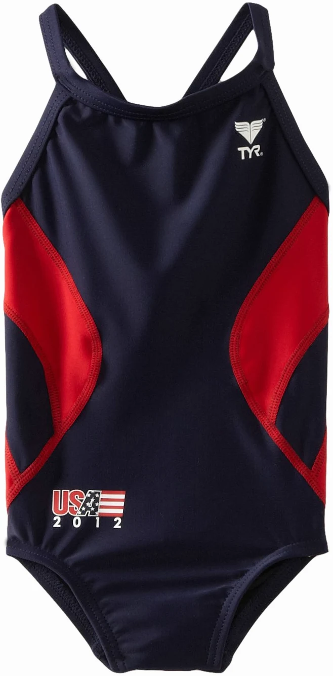 TYR USA 2012 Olimpiada młodzież diament tył kostium kąpielowy jednolity splot granatowy/czerwony, 20