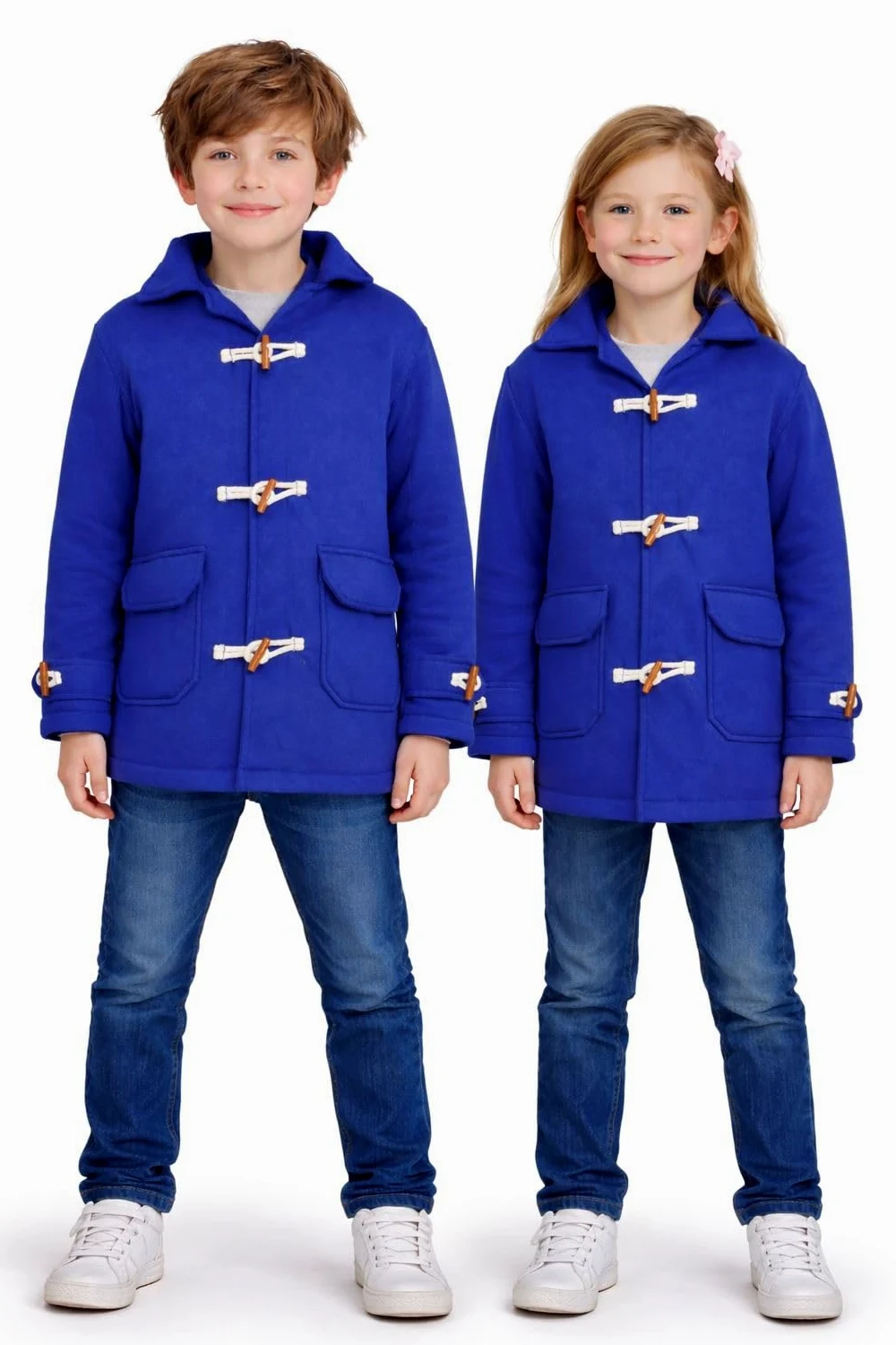 A2Z 4 Dzieci Dziewczynki Chłopcy Królewski Duffle Fleece Płaszcz Stylowe Utility Kieszenie Długie Rękawy Modna Moda Gruba Kurtka Wiek 5-13 Lat