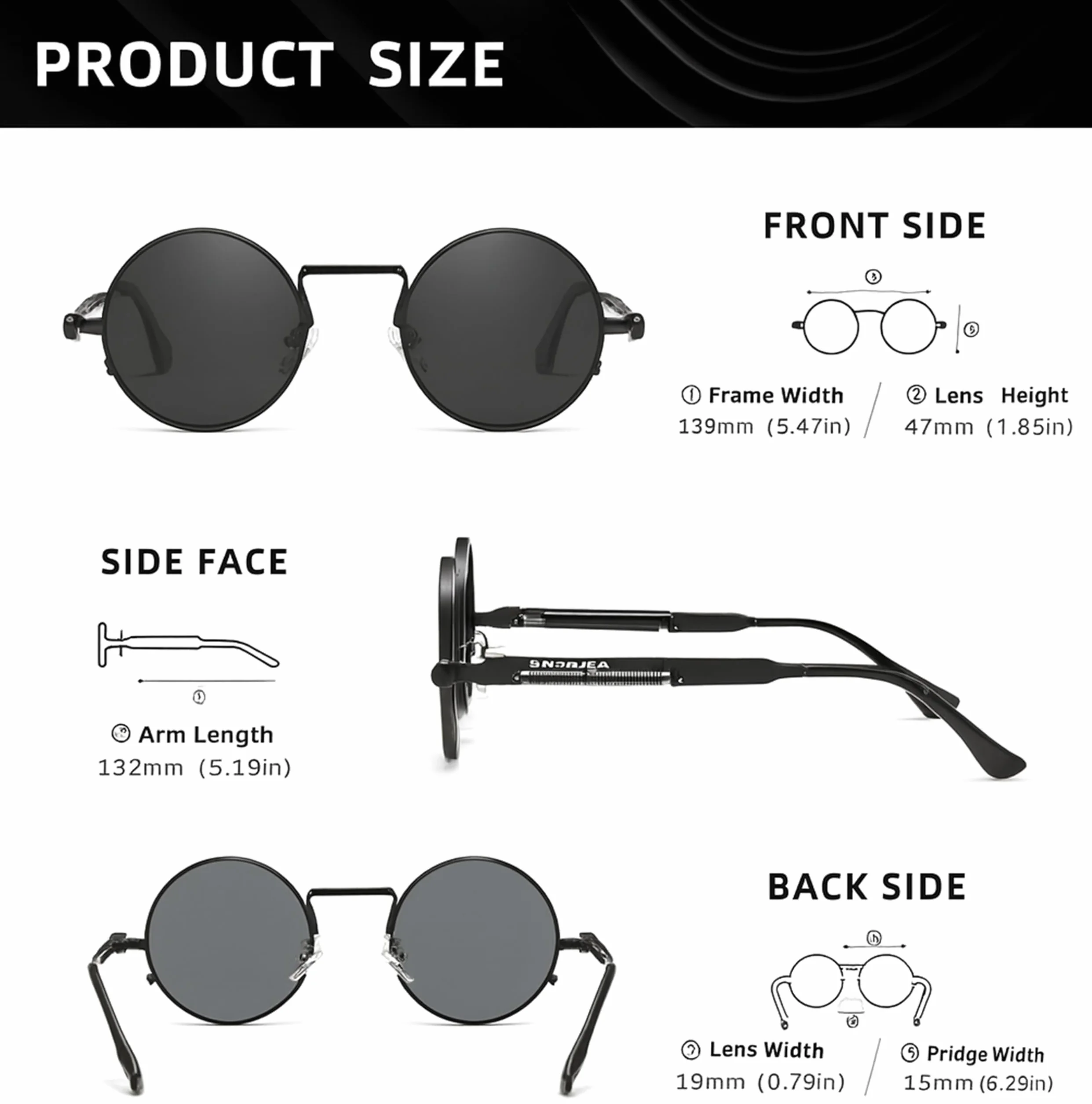 KINGSEVEN Okulary przeciwsłoneczne Lenon Steampunk Okrągłe