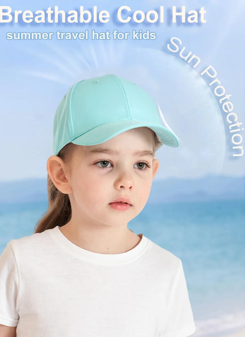 Czapka bejsbolowa dla dzieci 3-8 lat UPF 50+ ochrona UV daszek golfowy
