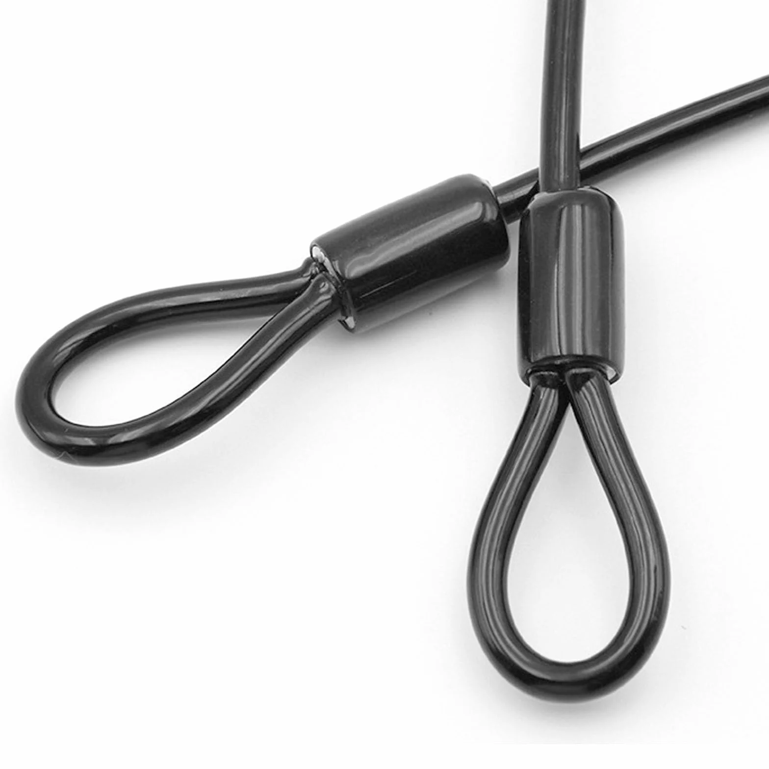 2 linki stalowe z oczkami 1,5 m x 5 mm, kabel pętelkowy 1,5 m, linka stalowa 5 mm, kabel stalowy z pętelkami, krótka linka stalowa z oczkami do mebli tarasowych, roweru, zabezpieczenie przed kradzieżą